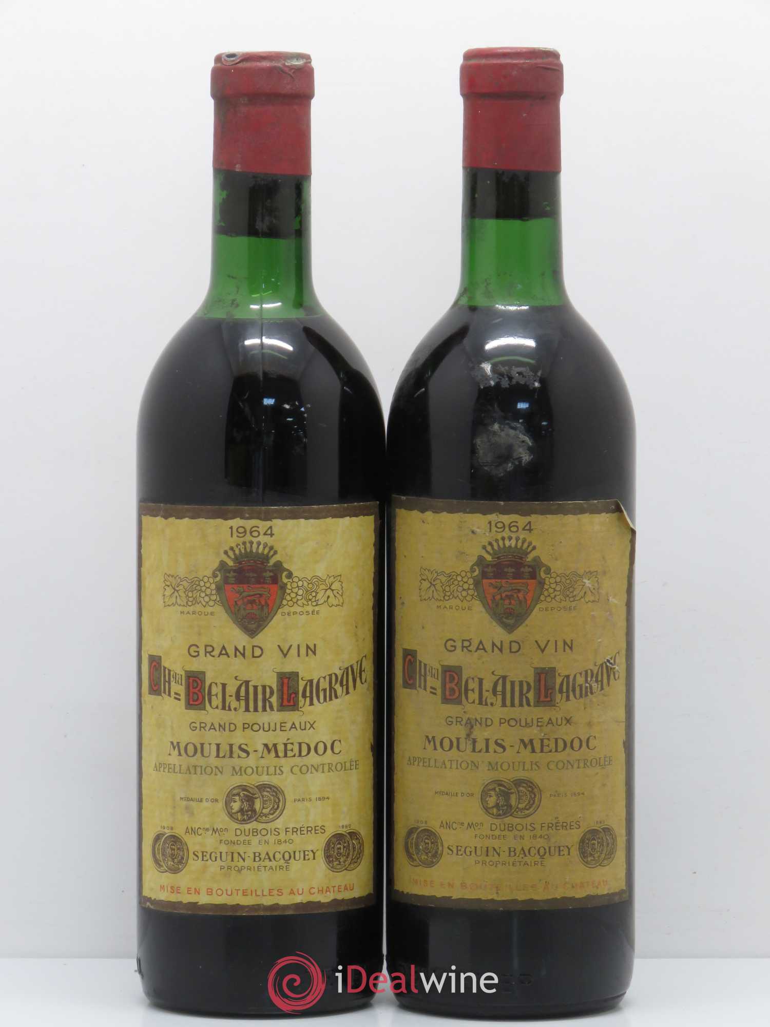 Moulis en Médoc Bel Air Lagrave 1964 - Posten von 2 Flaschen - 0