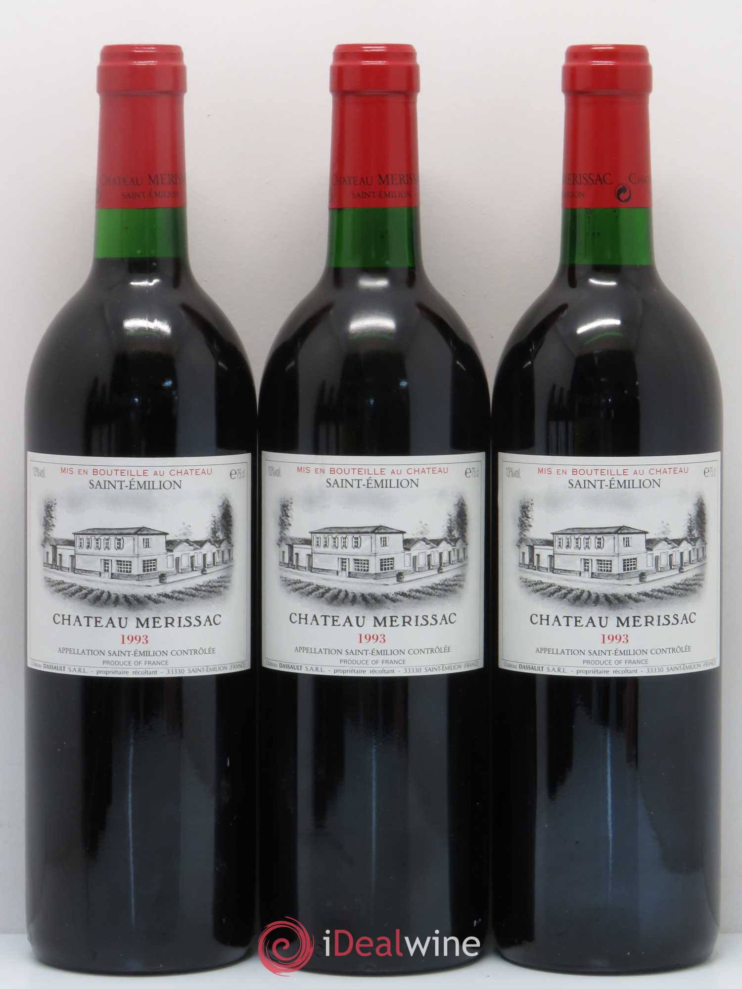 Saint-Émilion Château Merissac 1993 - Lot de 12 bouteilles - 1