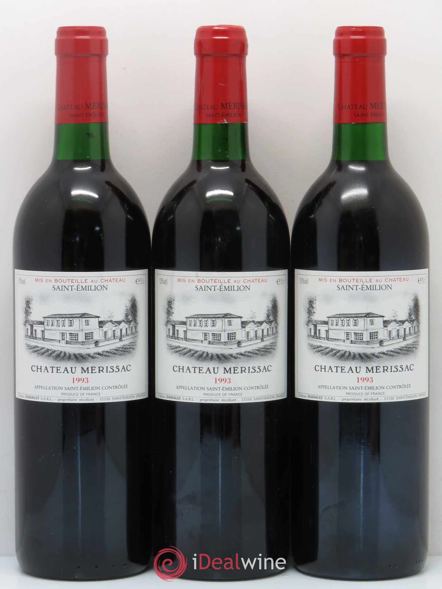 Saint-Émilion Château Merissac 1993 - Lot de 12 bouteilles - 2
