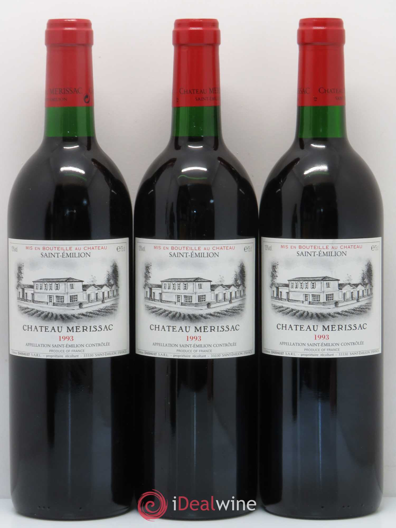 Saint-Émilion Château Merissac 1993 - Lot de 10 bouteilles - 1