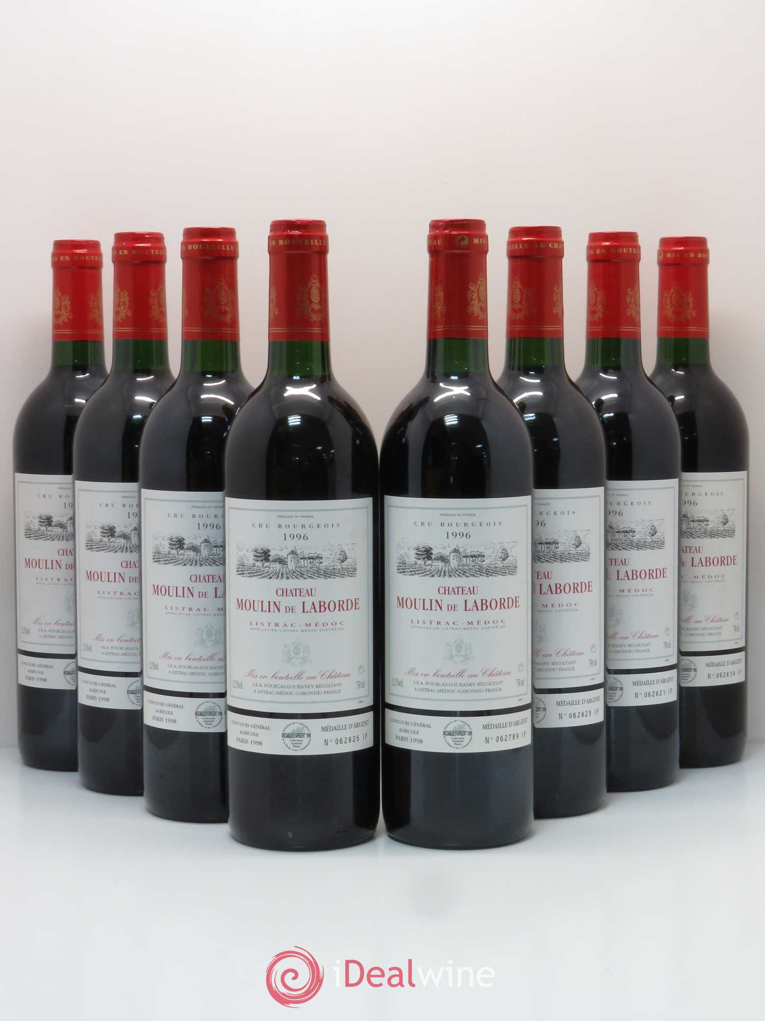 Château Moulin de Laborde Cru Bourgeois (sans prix de réserve) 1996 - Lot de 8 bouteilles - 0