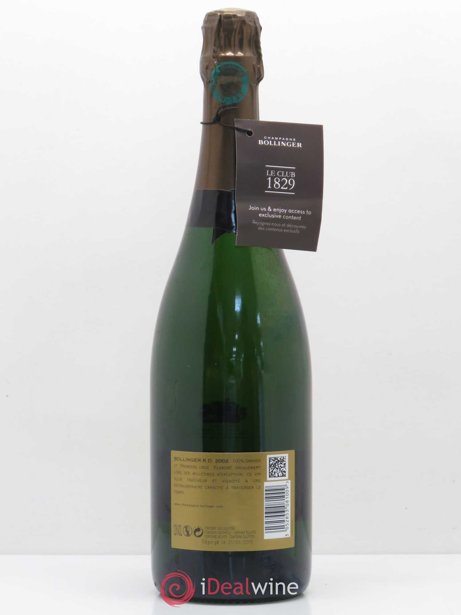 R.D. Extra-Brut Bollinger 2002 - Lot de 1 bouteille - 1