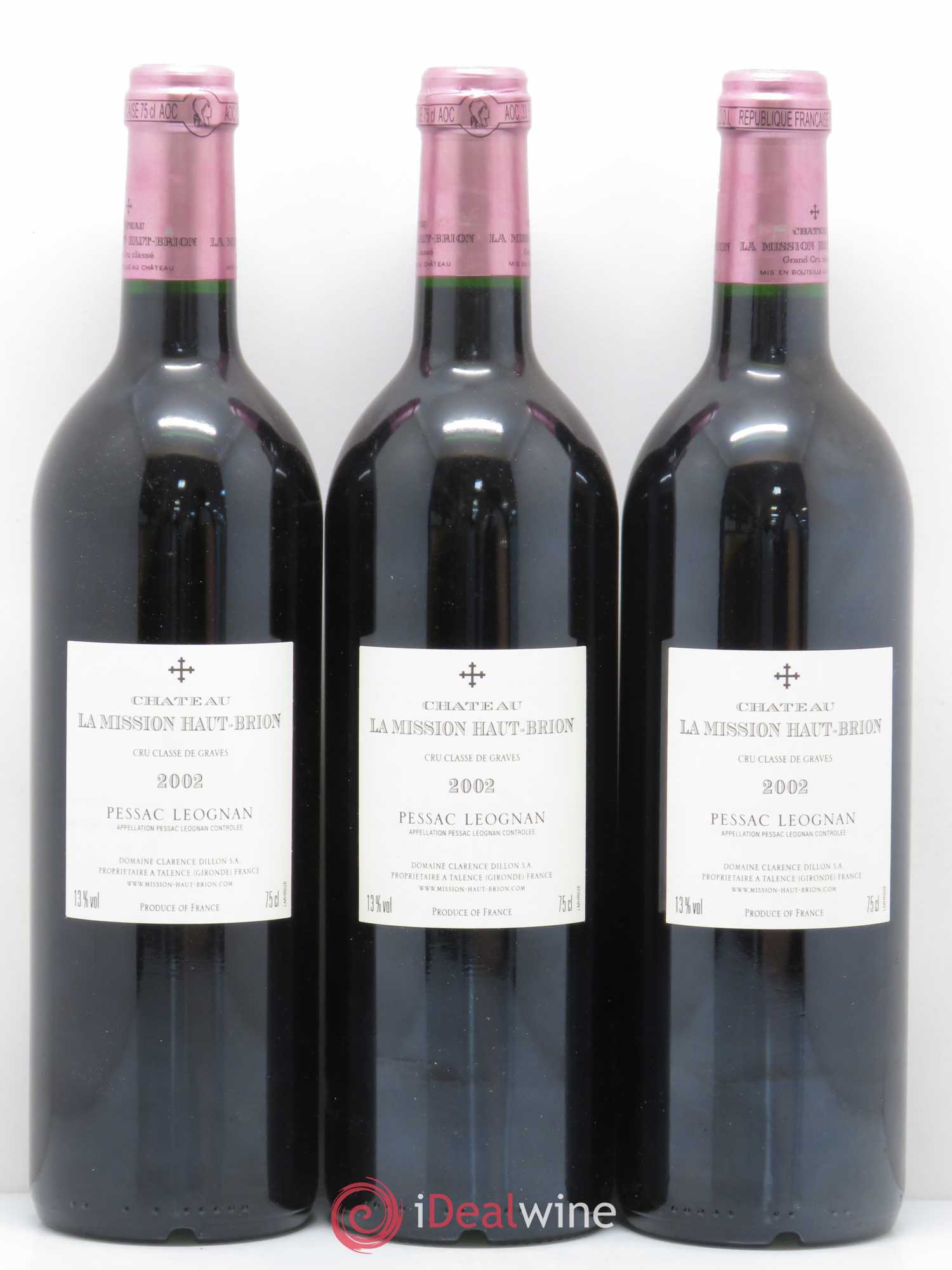 Château la Mission Haut-Brion Cru Classé de Graves 2002 - Lot de 3 bouteilles - 1