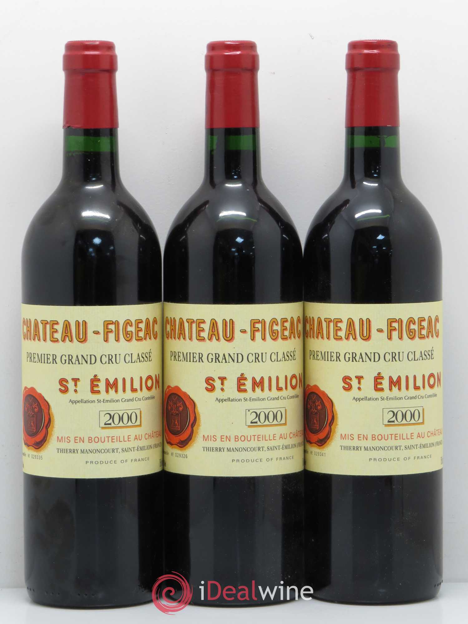 Château Figeac 1er Grand Cru Classé A 2000 - Lot de 3 bouteilles - 0