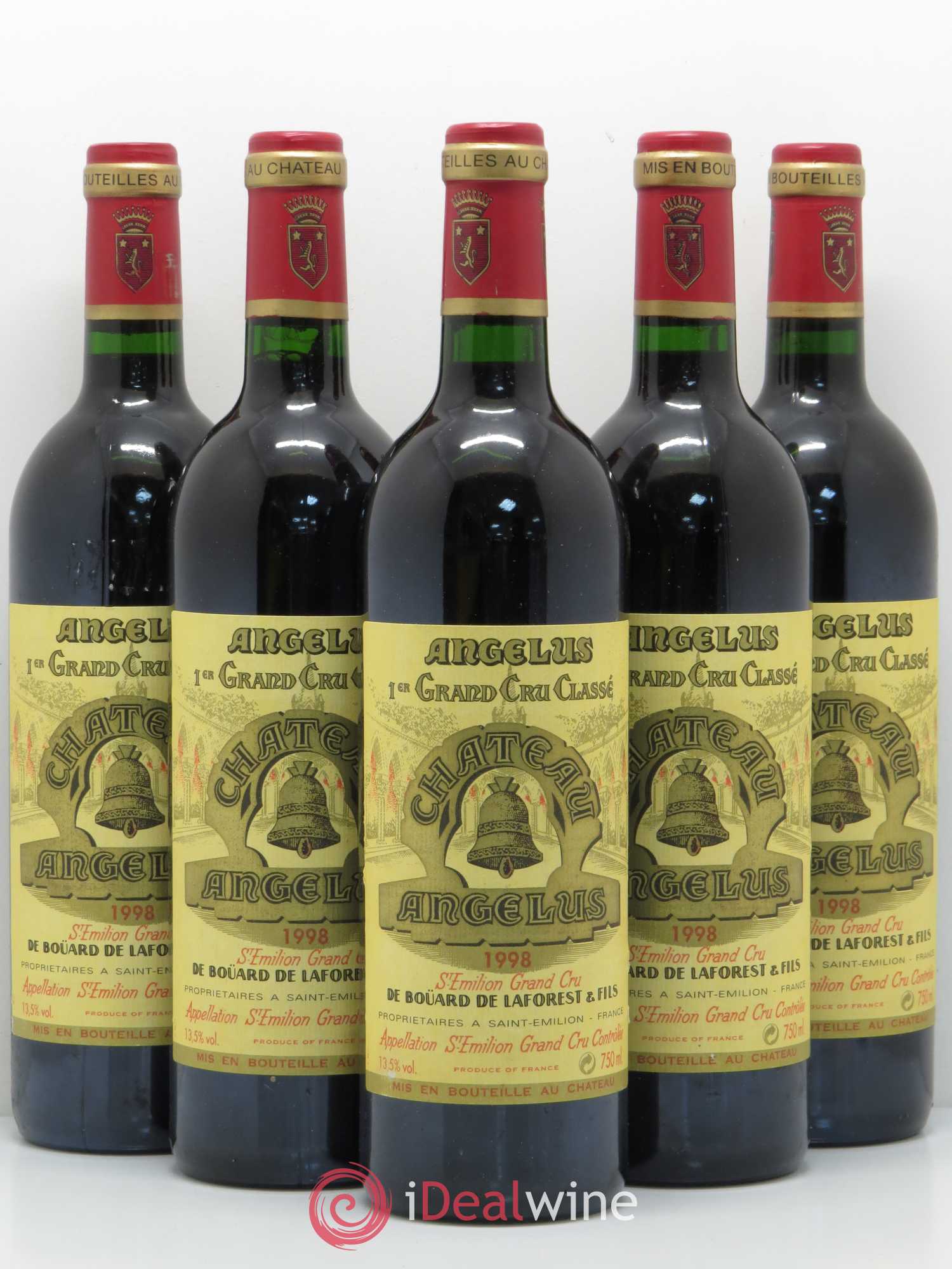 Château Angélus 1er Grand Cru Classé A 1998 - Lot de 5 bouteilles - 0