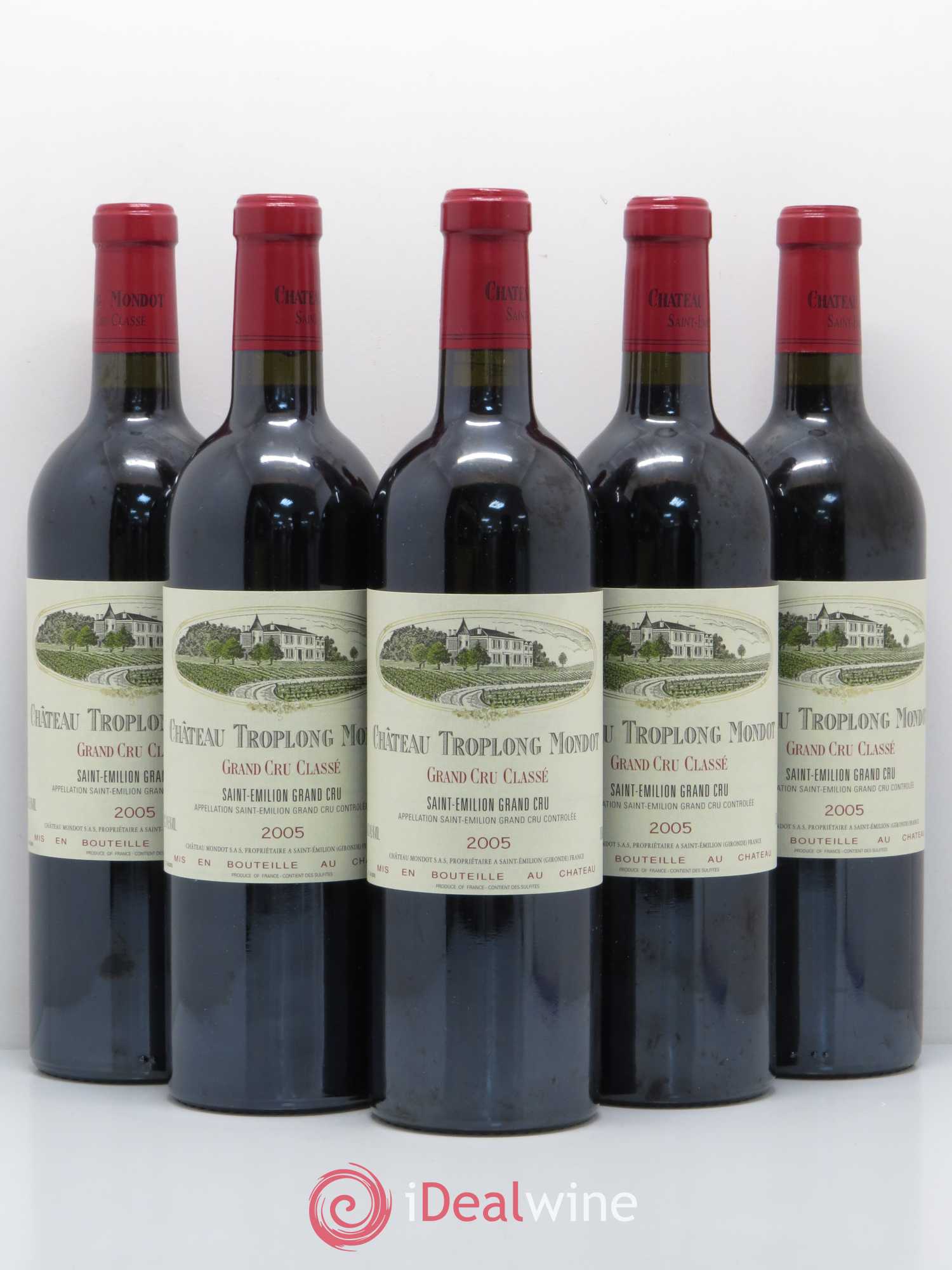 Château Troplong Mondot 1er Grand Cru Classé B 2005 - Lot de 5 bouteilles - 0