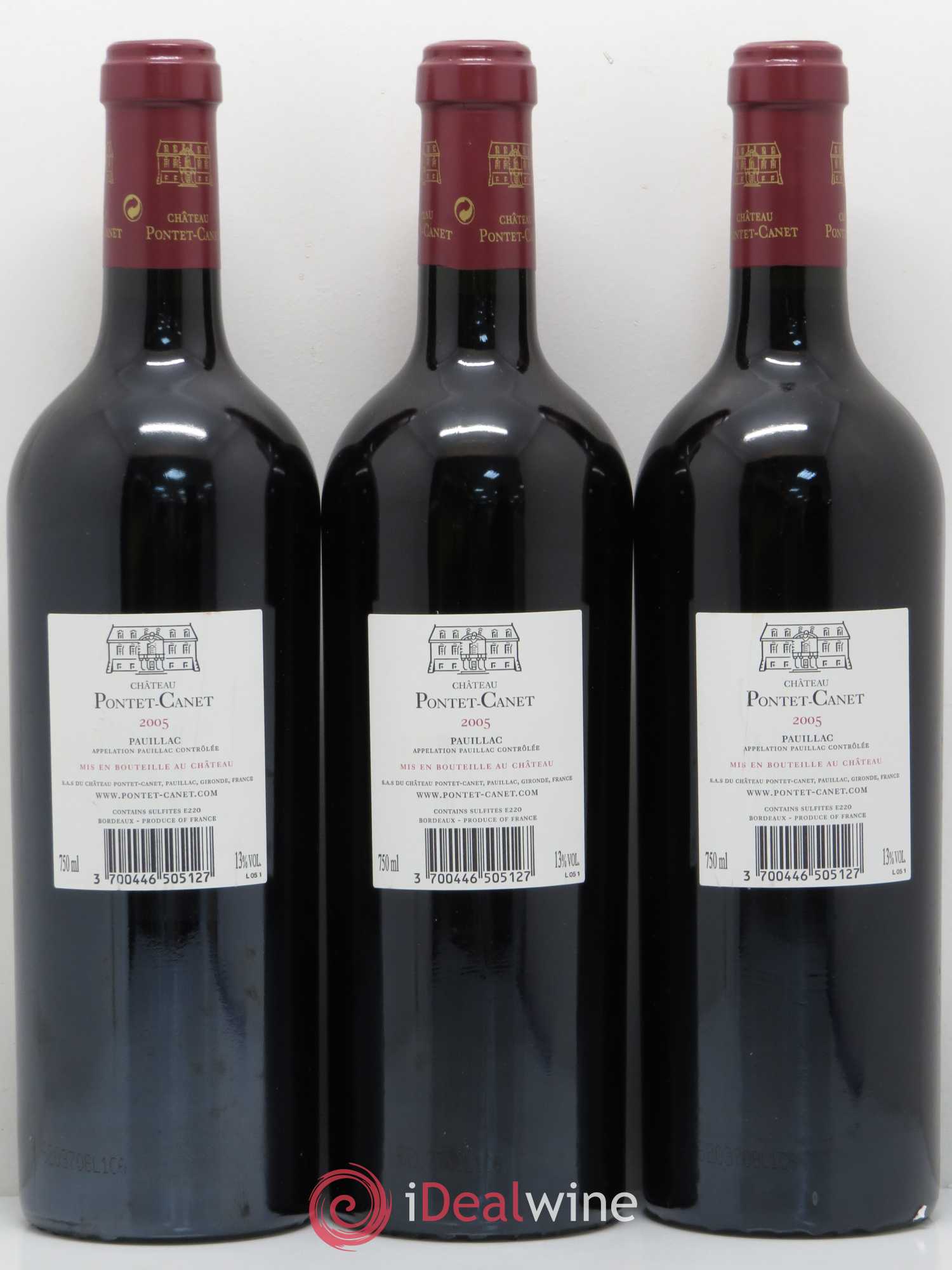 Château Pontet Canet 5ème Grand Cru Classé 2005 - Lot de 3 bouteilles - 1
