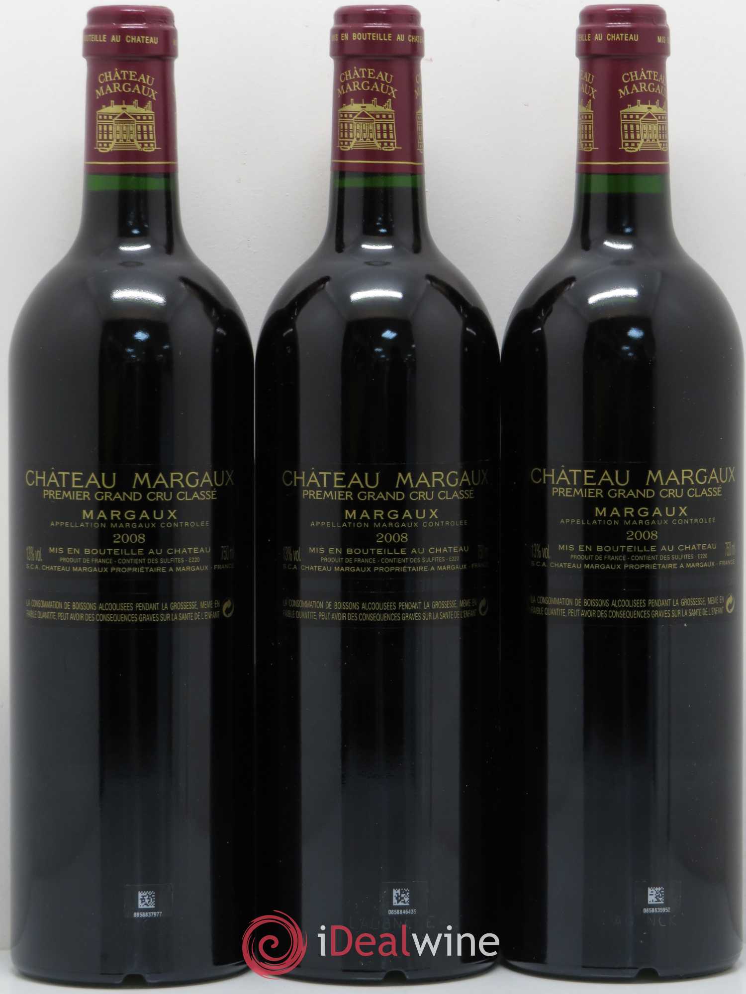 Château Margaux 1er Grand Cru Classé 2008 - Lot de 3 bouteilles - 1