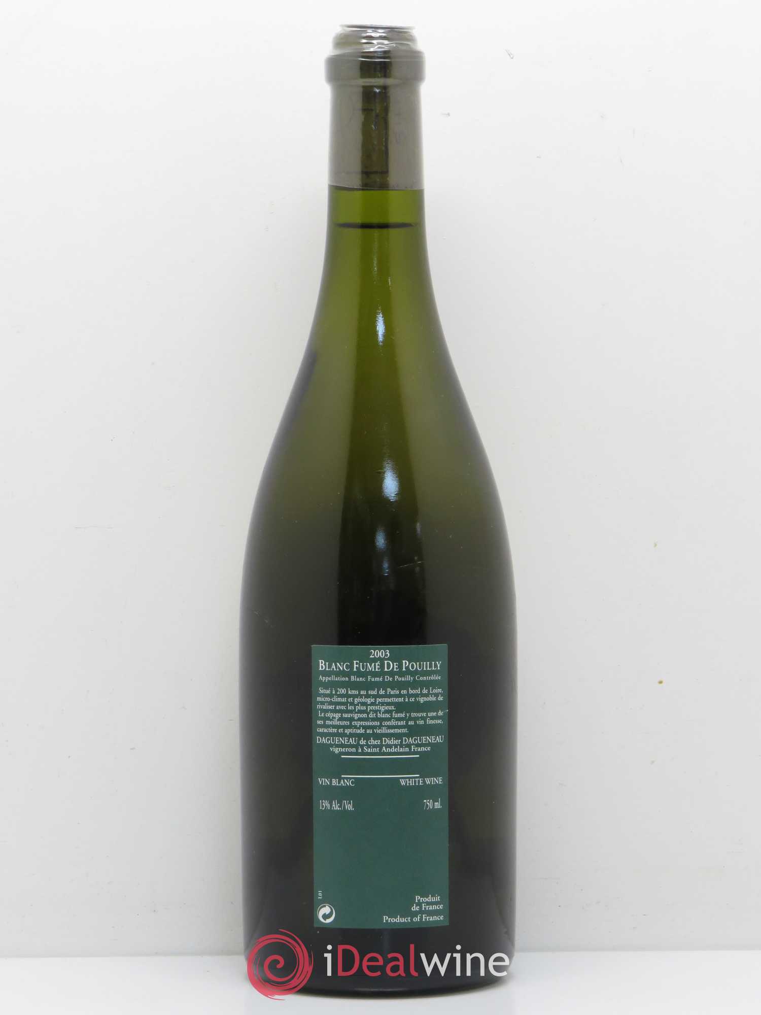 Vin de France (anciennement Pouilly-Fumé) Silex Dagueneau (Domaine Didier - Louis-Benjamin) 2003 - Lot de 1 bouteille - 1