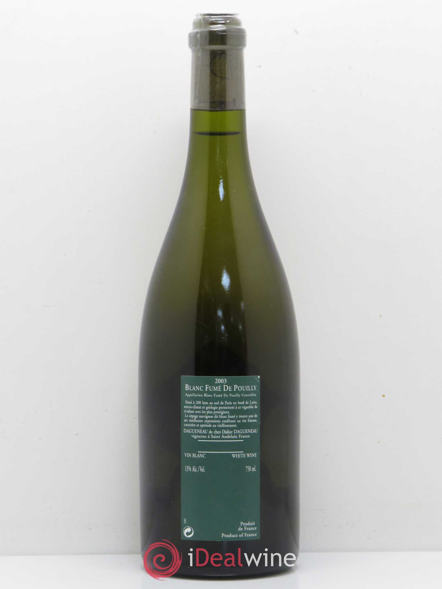 Vin de France (anciennement Pouilly-Fumé) Silex Dagueneau (Domaine Didier - Louis-Benjamin) 2003 - Lot de 1 bouteille - 1