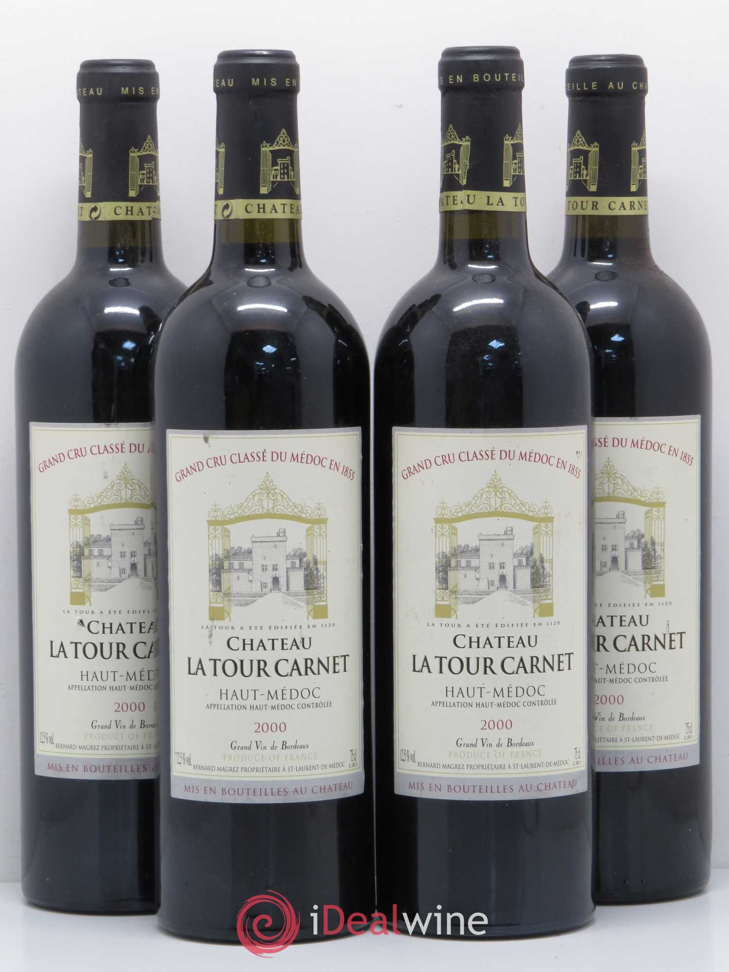 Château la Tour Carnet 4ème Grand Cru Classé 2000 - Lot de 4 bouteilles - 0