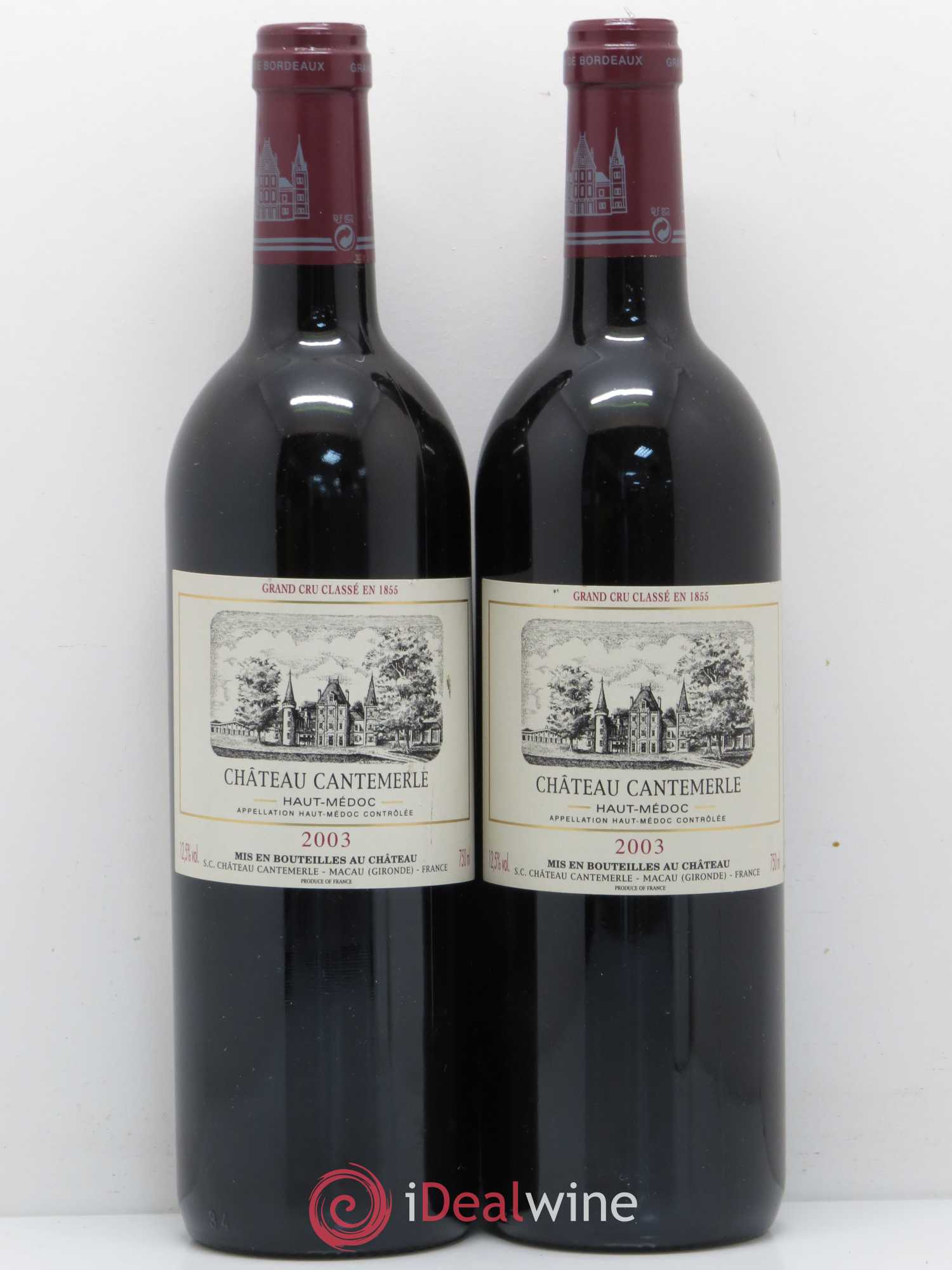 Château Cantemerle 5ème Grand Cru Classé 2003 - Lot de 2 bouteilles - 0