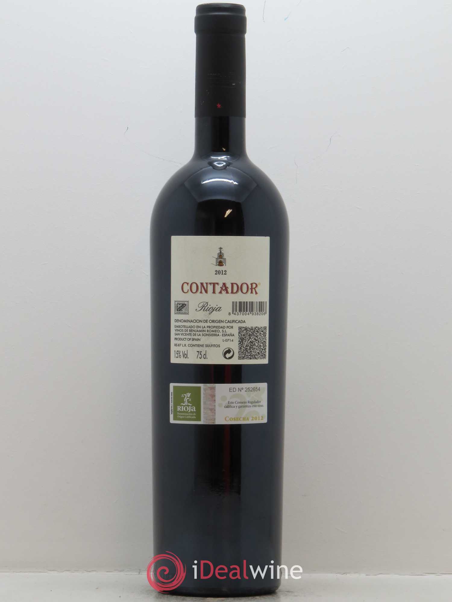 Rioja DOCa Bodega Contador  DOCA Contador Benjamin Romeo 2012 - Lot of 1 bottle - 1