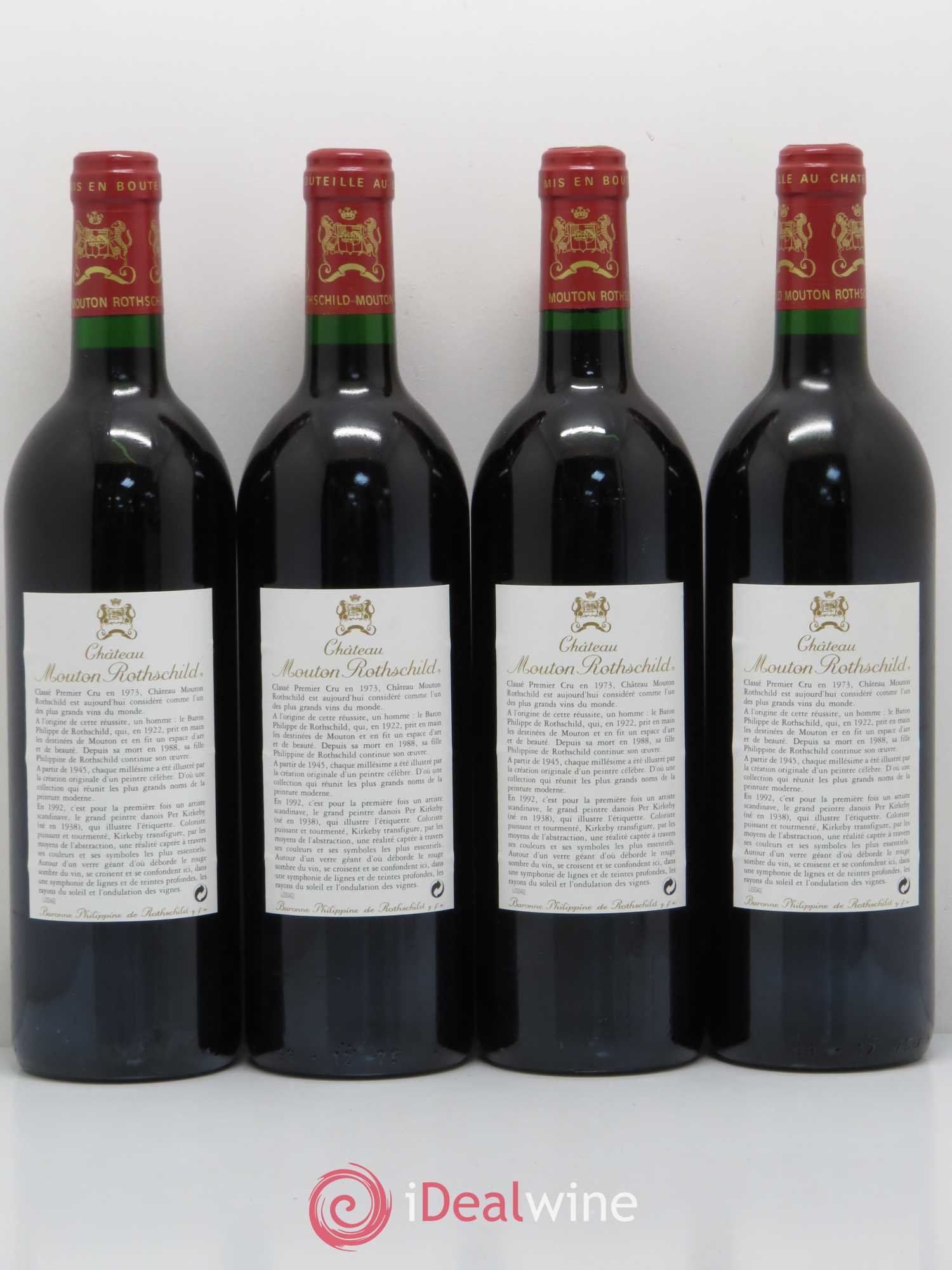 Château Mouton Rothschild 1er Grand Cru Classé 1992 - Lot de 4 bouteilles - 1