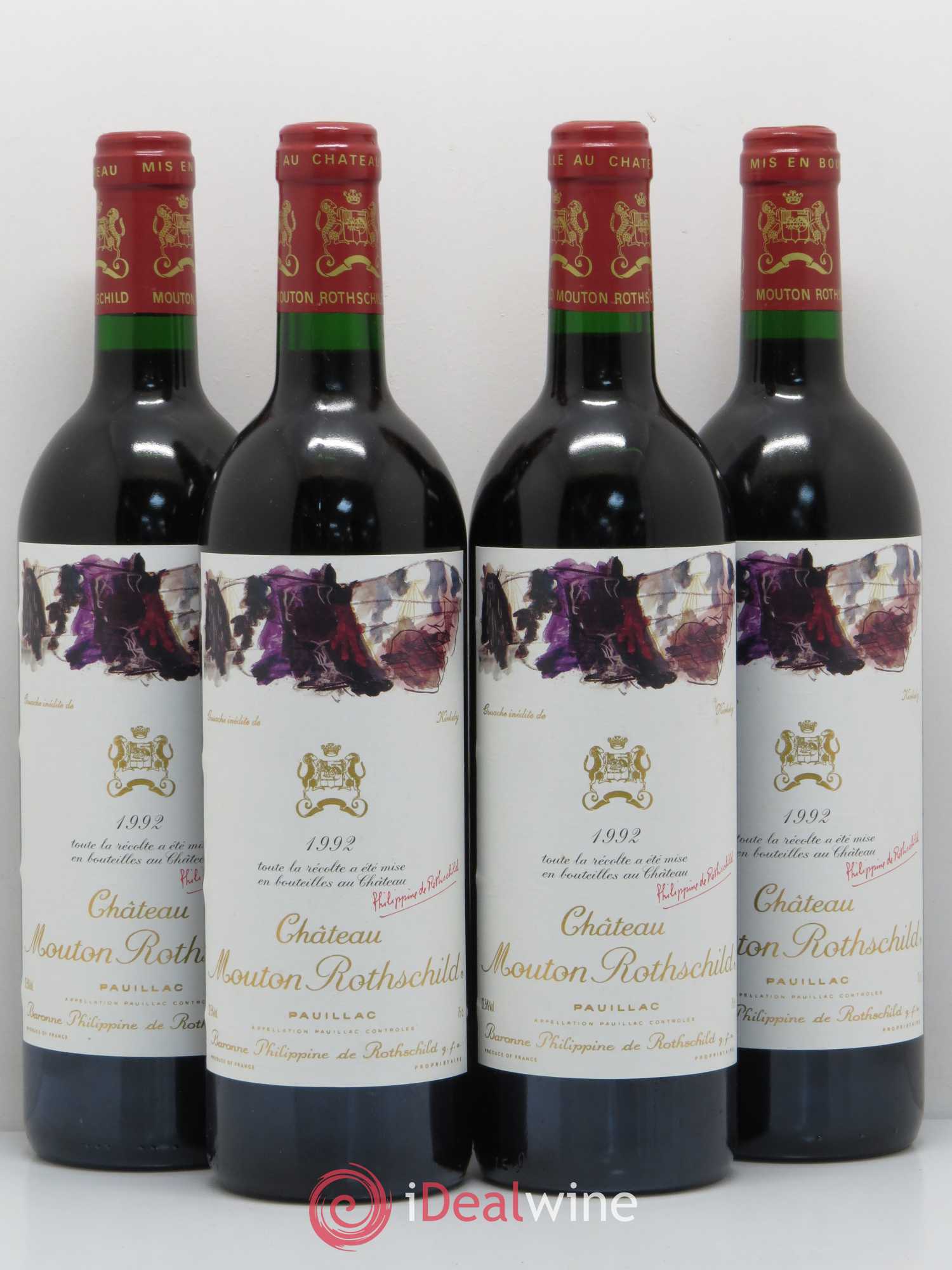 Château Mouton Rothschild 1er Grand Cru Classé 1992 - Lot de 4 bouteilles - 0