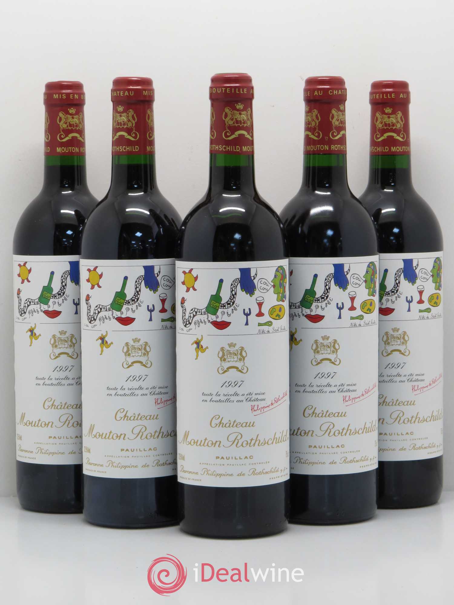Château Mouton Rothschild 1er Grand Cru Classé 1997 - Lot de 5 bouteilles - 0