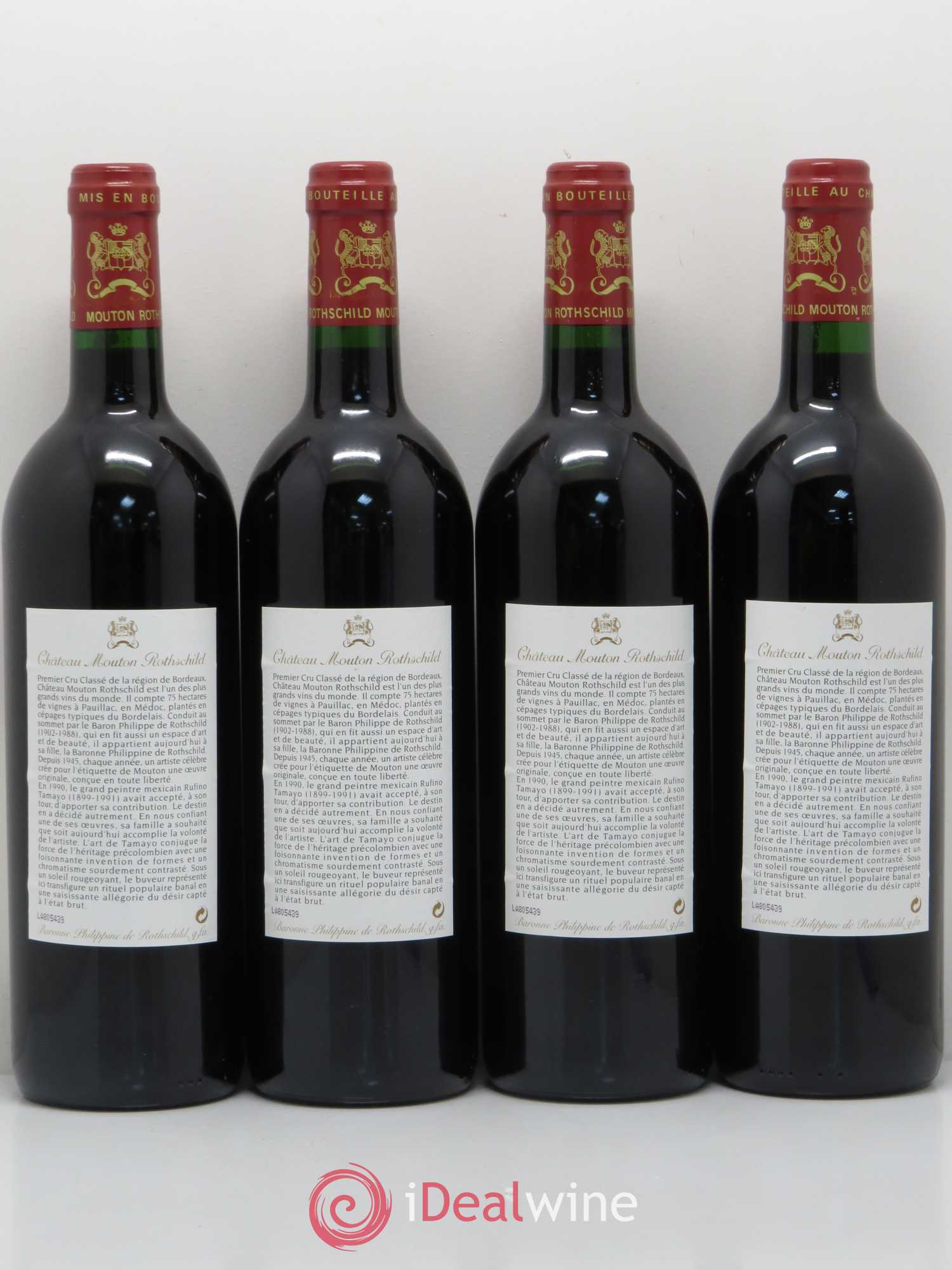 Château Mouton Rothschild 1er Grand Cru Classé 1998 - Lot de 4 bouteilles - 1