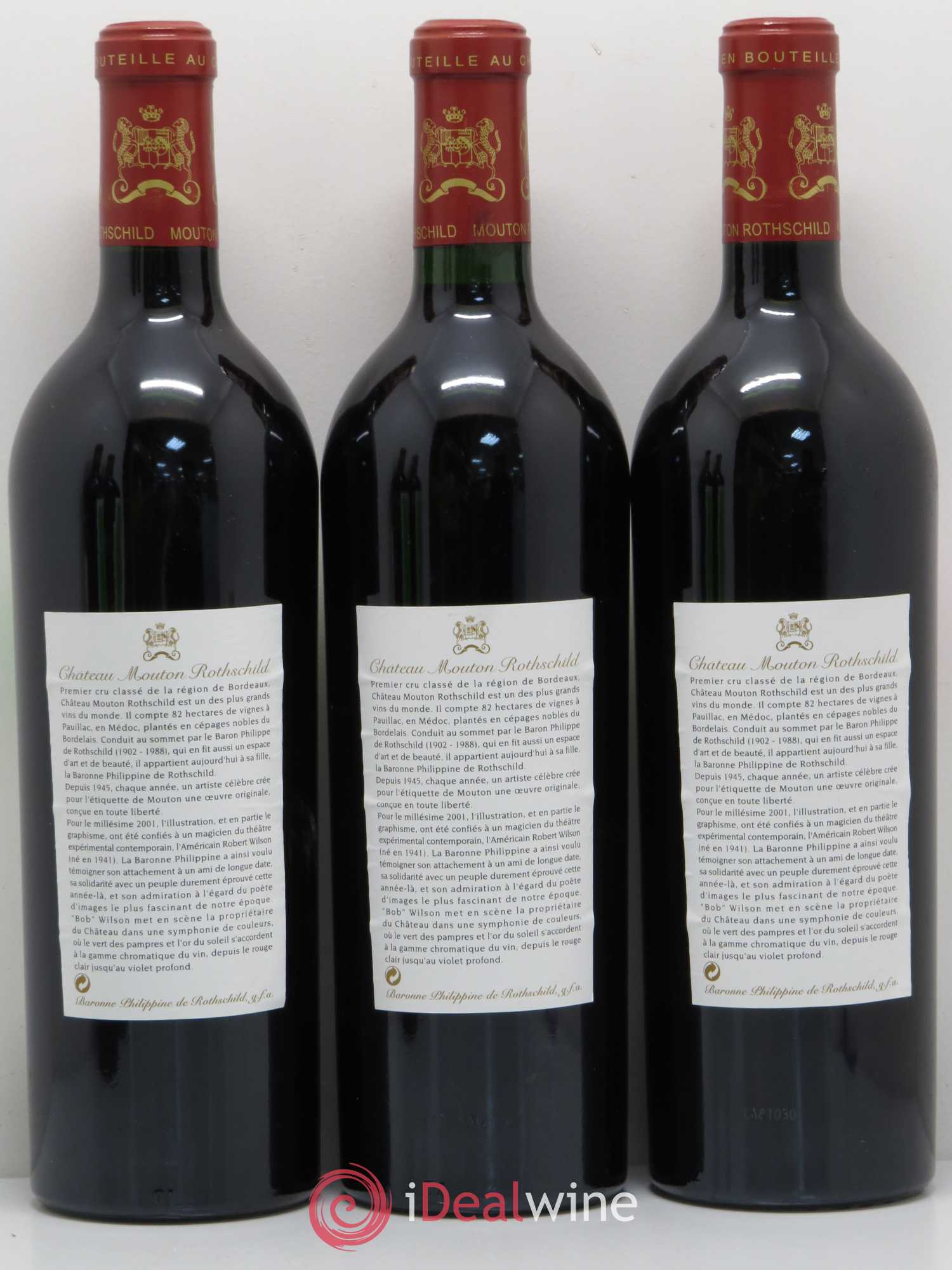 Château Mouton Rothschild 1er Grand Cru Classé 2001 - Lot de 5 bouteilles - 2
