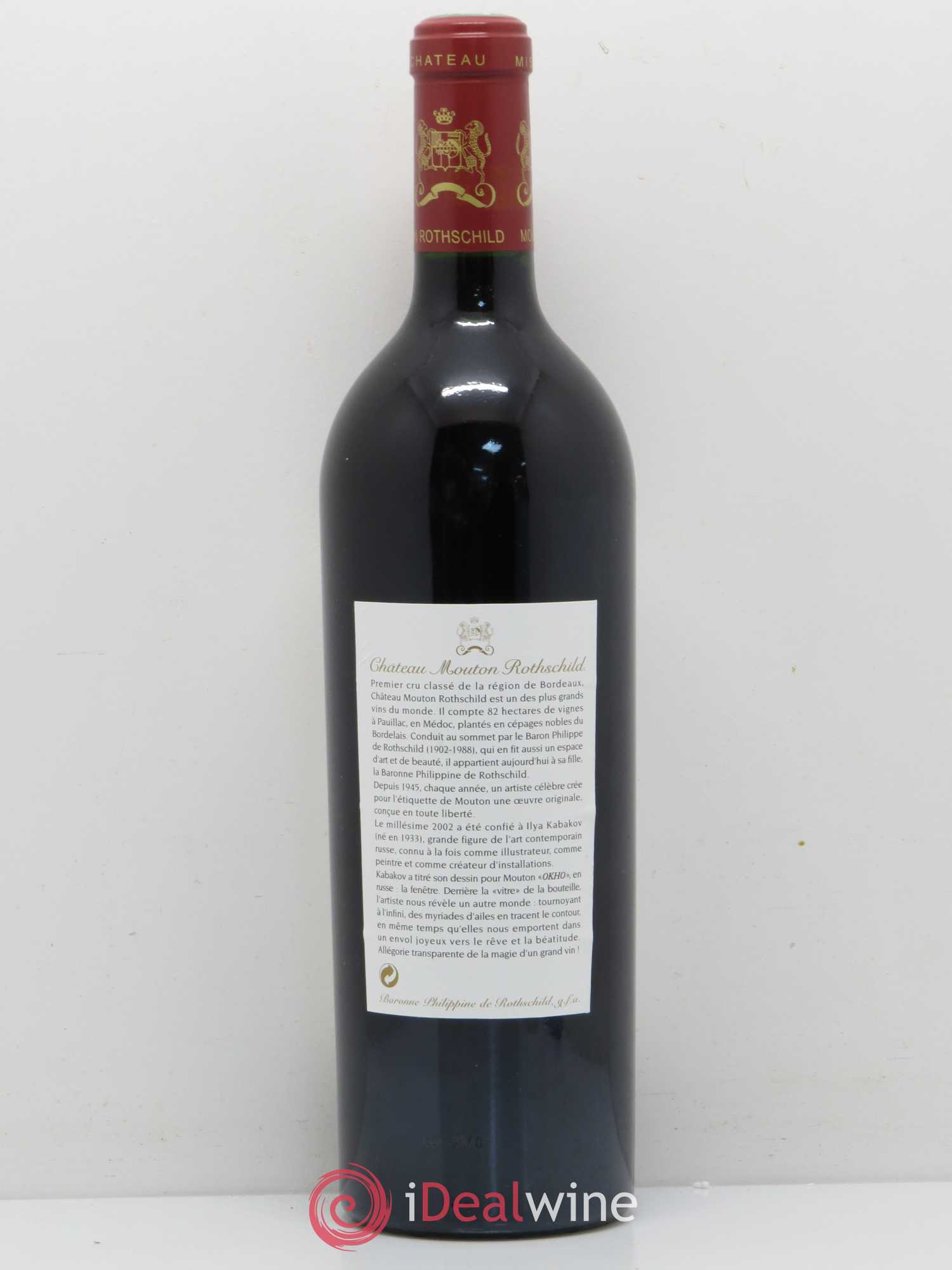 Château Mouton Rothschild 1er Grand Cru Classé 2002 - Lot de 1 bouteille - 1