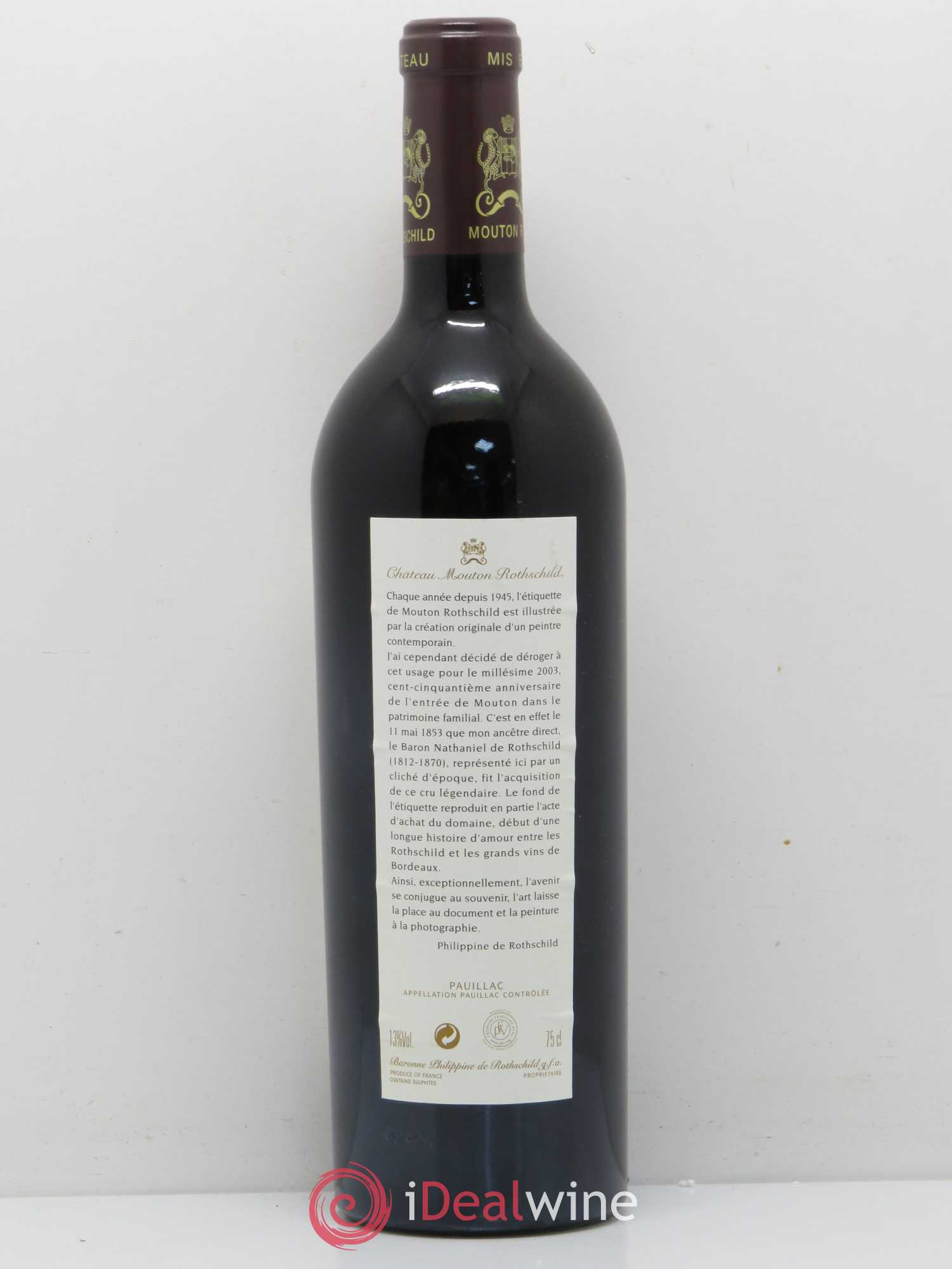 Château Mouton Rothschild 1er Grand Cru Classé 2003 - Lot de 1 bouteille - 1