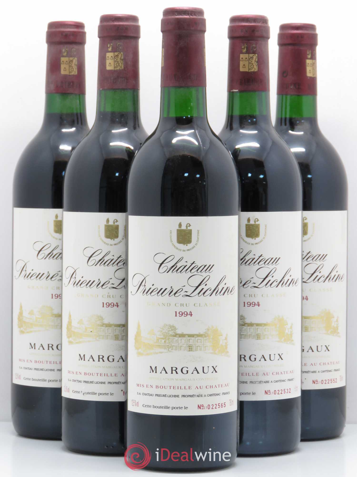 Château Prieuré Lichine 4ème Grand Cru Classé 1994 - Lot de 5 bouteilles - 0