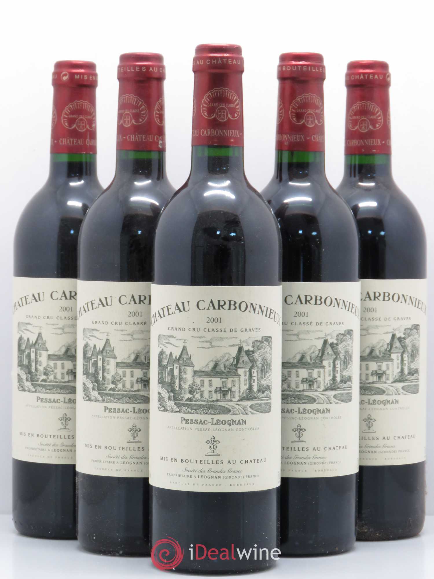 Château Carbonnieux Cru Classé de Graves 2001 - Lot de 5 bouteilles - 0