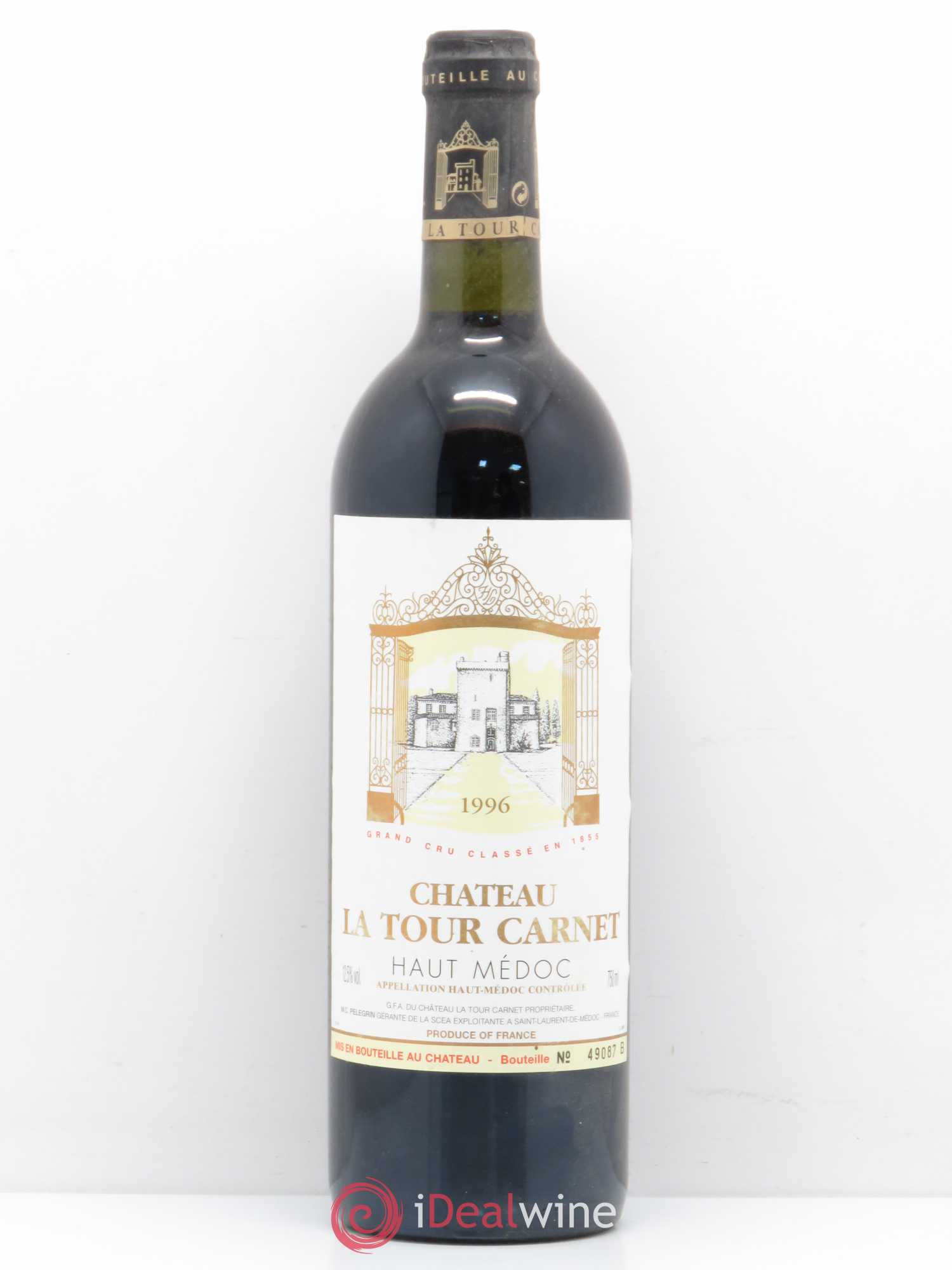 Château la Tour Carnet 4ème Grand Cru Classé 1996 - Lot de 1 bouteille - 0