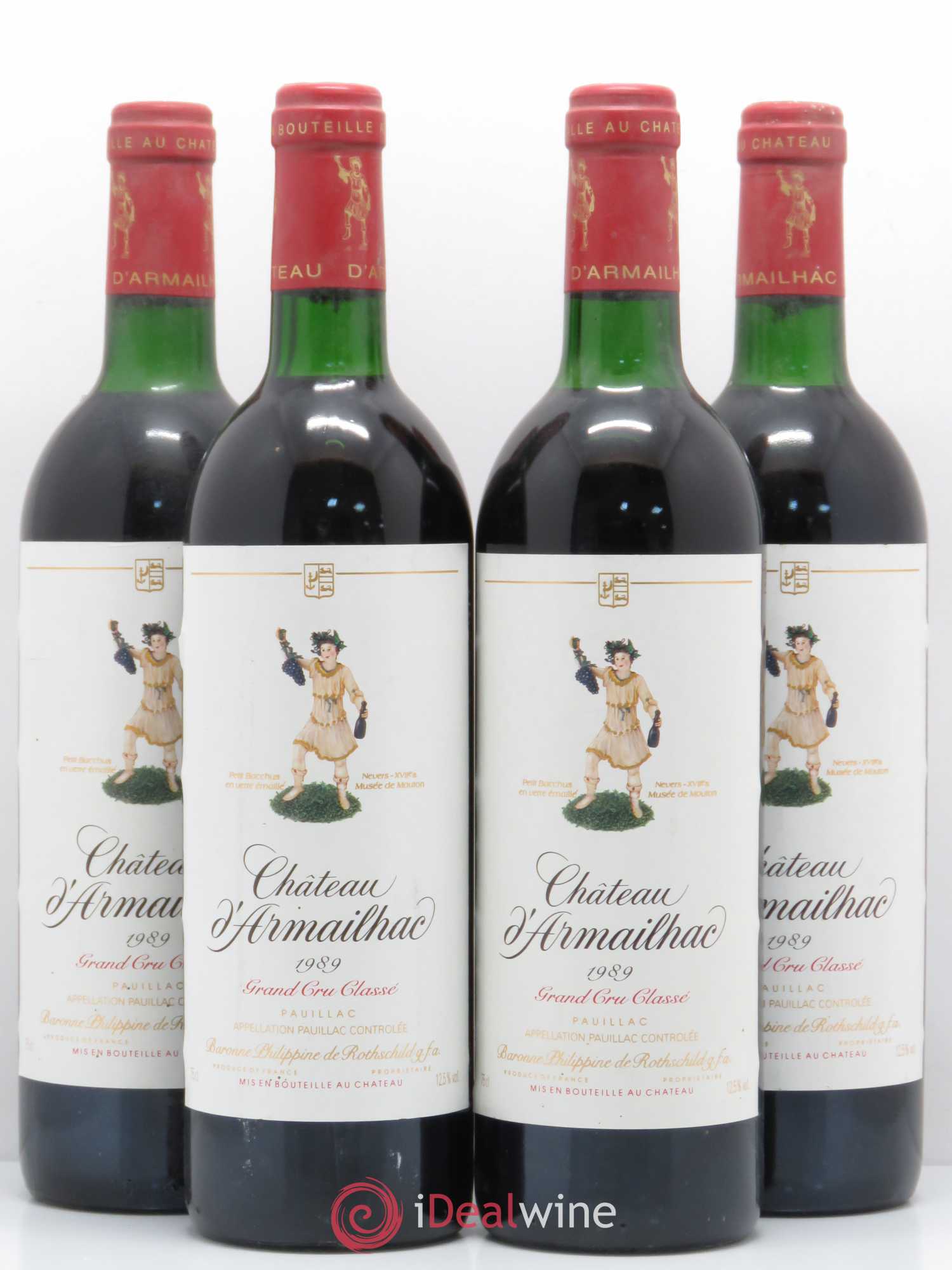Château d' Armailhac - Mouton Baron(ne) Philippe 5ème Grand Cru Classé 1989 - Lot de 4 bouteilles - 0