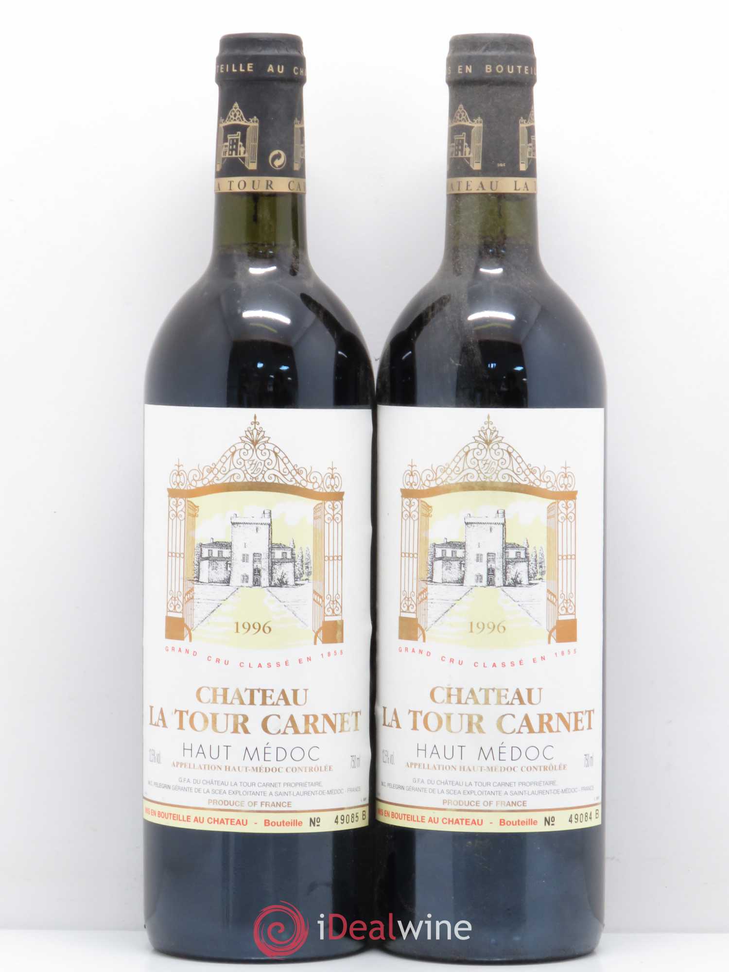 Château la Tour Carnet 4ème Grand Cru Classé 1996 - Lot de 2 bouteilles - 0