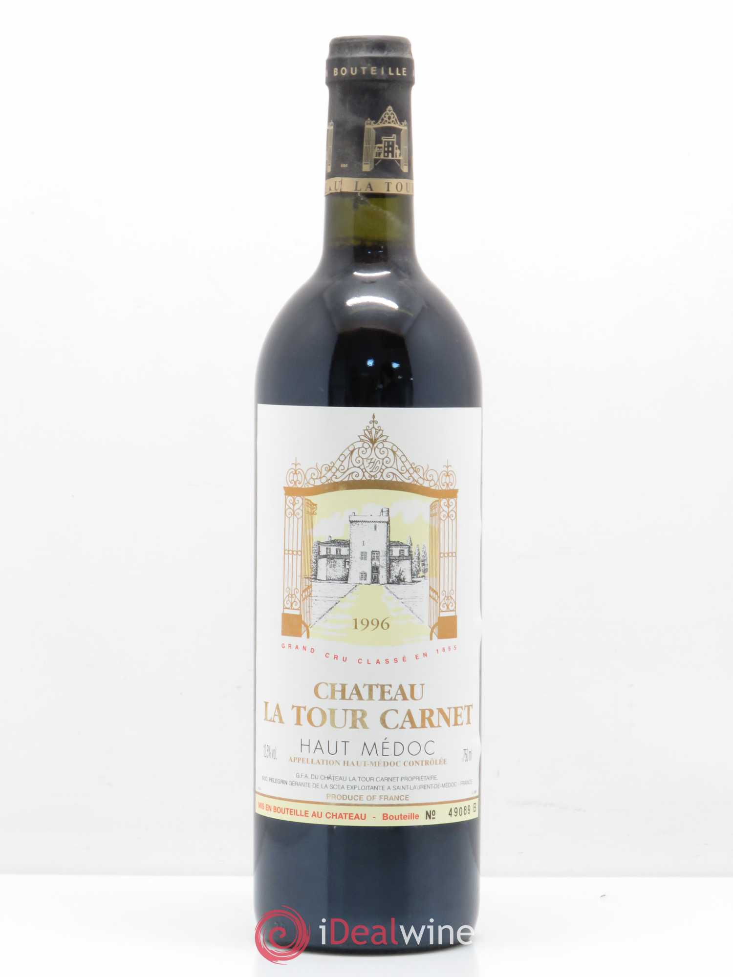 Château la Tour Carnet 4ème Grand Cru Classé 1996 - Lot de 1 bouteille - 0