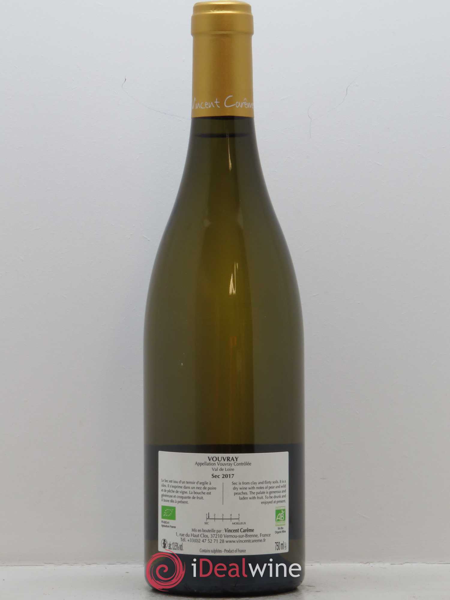 Vouvray Sec Domaine Vincent Carême 2017 - Lot de 1 bouteille - 1