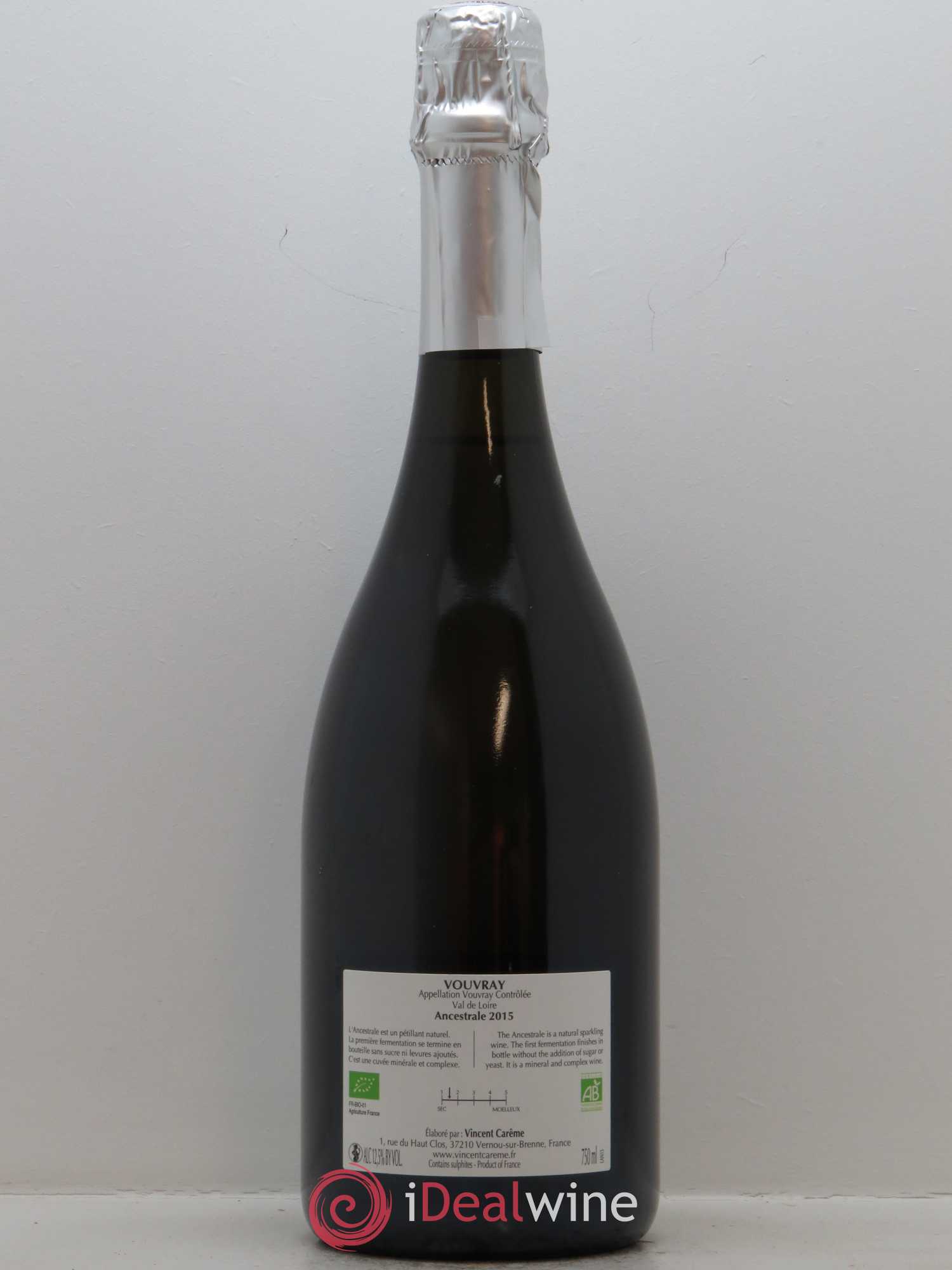 Vouvray Plaisir ancestral Brut Nature Domaine Vincent Carême 2015 - Lot de 1 bouteille - 1