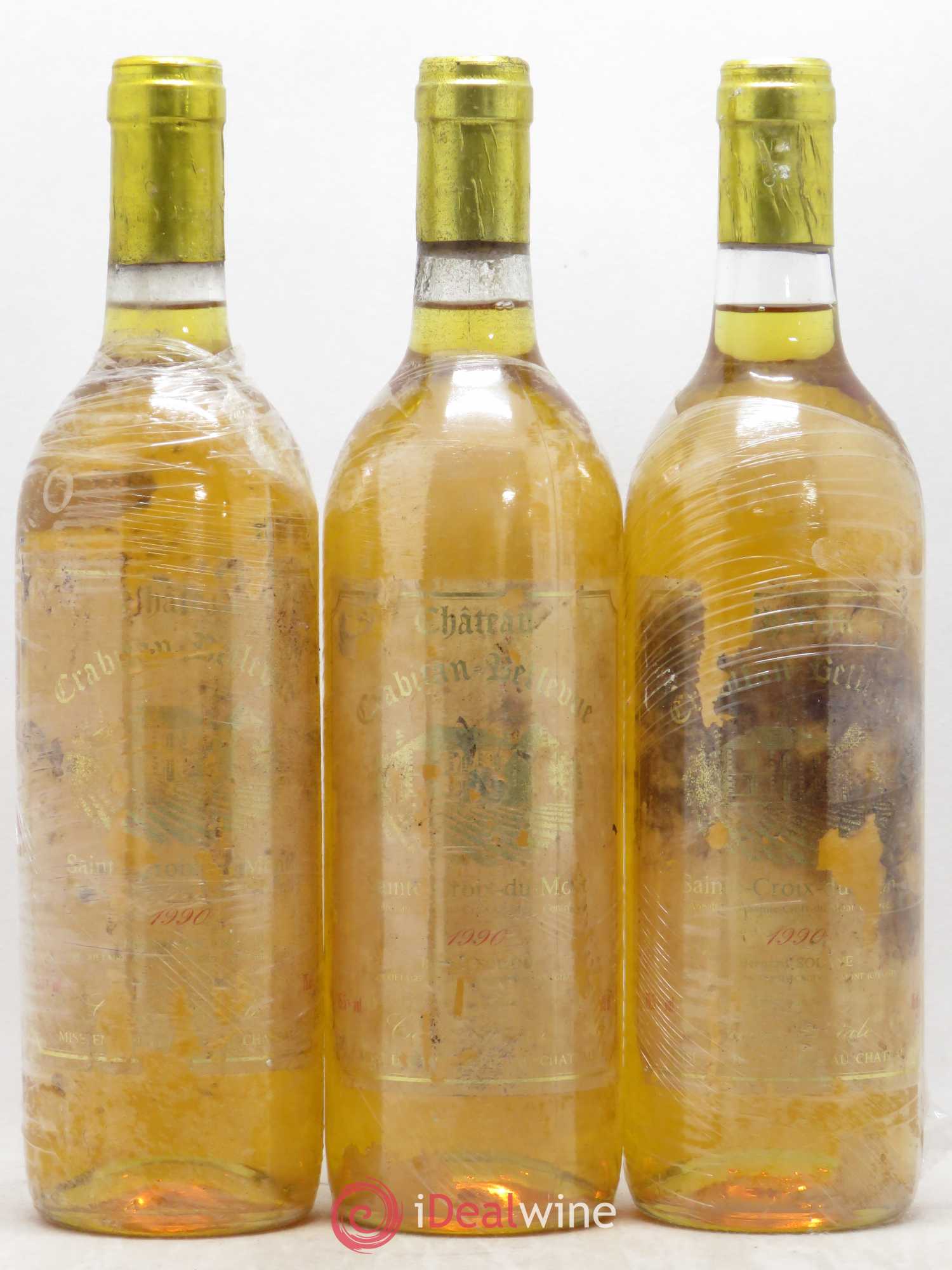 Sainte-Croix-du-Mont Château Crabitan Bellevue 1990 - Lotto di 3 bottiglie - 0