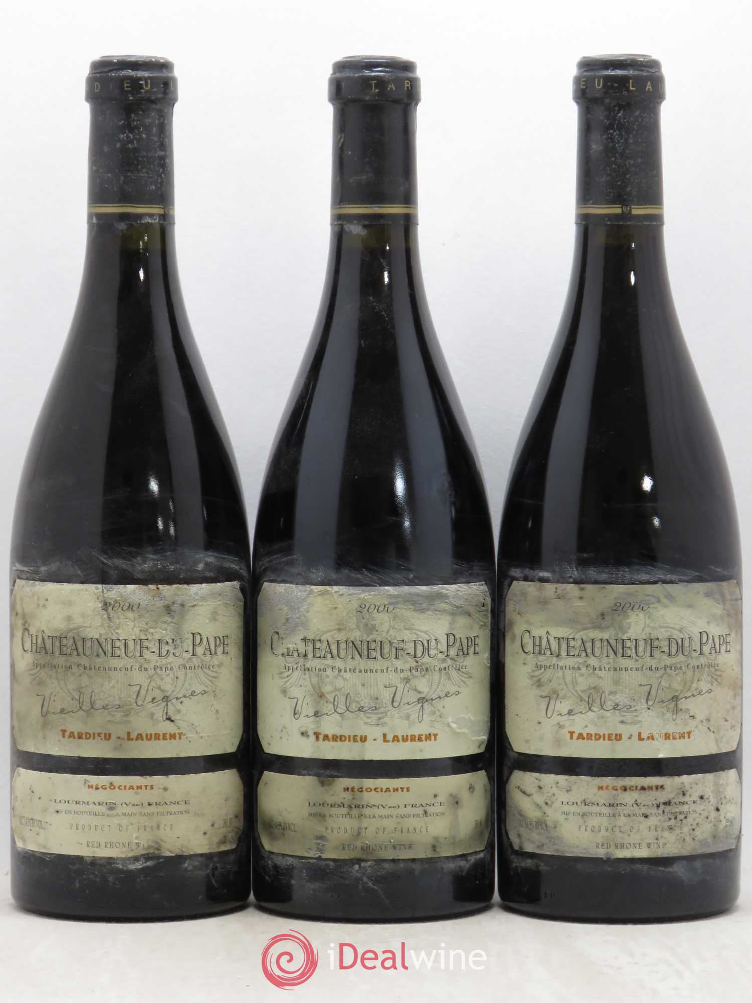 Châteauneuf-du-Pape Tardieu-Laurent Vieilles vignes Famille Tardieu 2000 - Lot de 3 bouteilles - 0