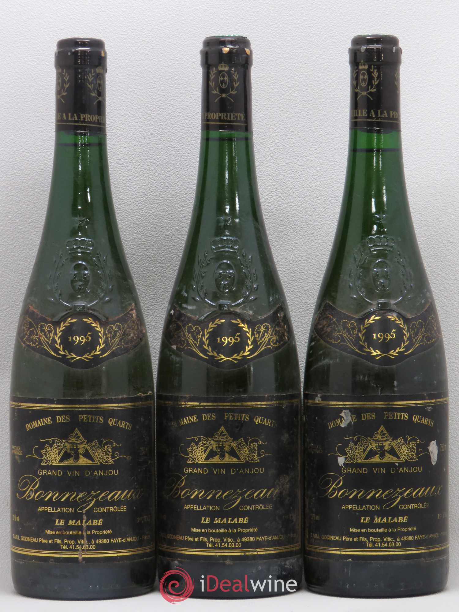 Bonnezeaux 1er Tri Le Malabé Domaine des Petits Quarts 1995 - Lotto di 3 bottiglie - 0