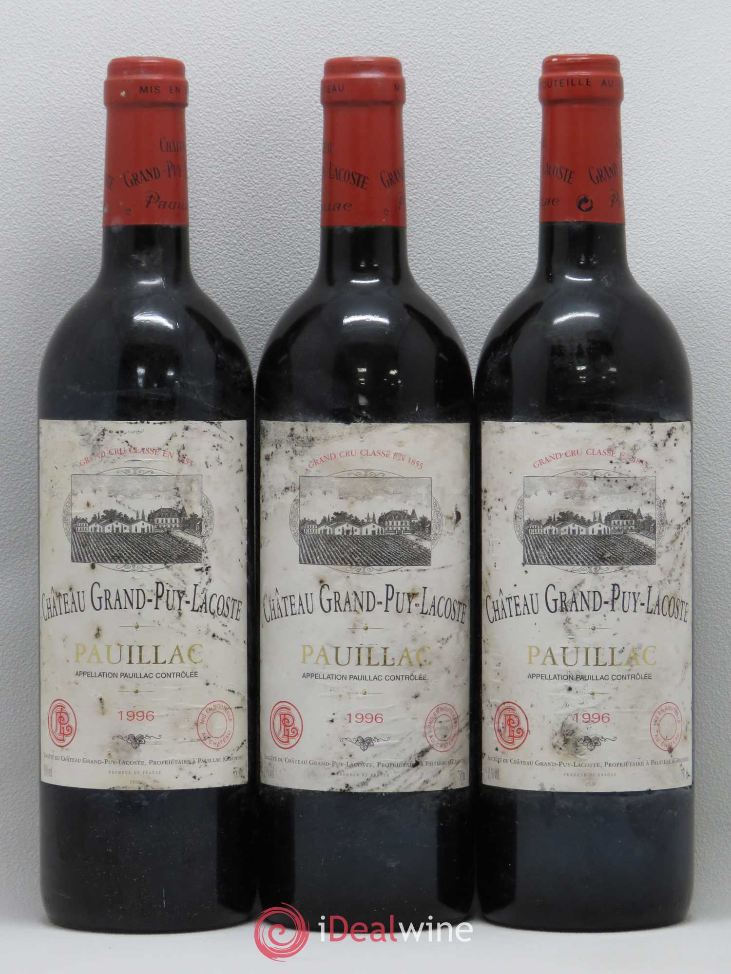 Château Grand Puy Lacoste 5ème Grand Cru Classé 1996 - Lot de 3 bouteilles - 0