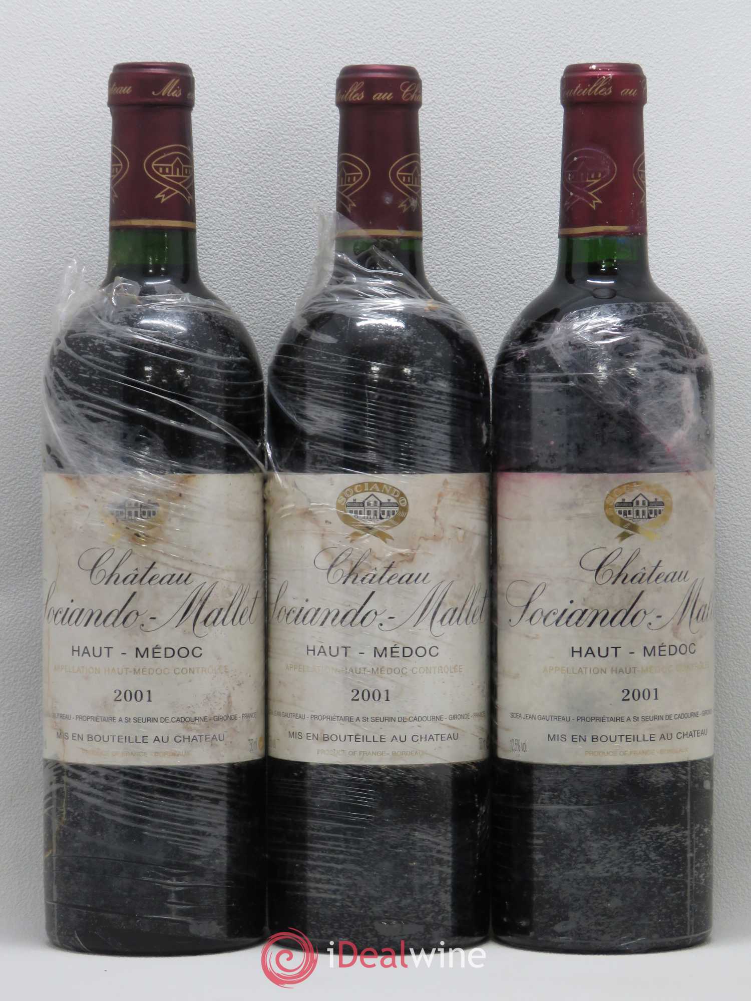 Château Sociando Mallet 2001 - Lot de 3 bouteilles - 0