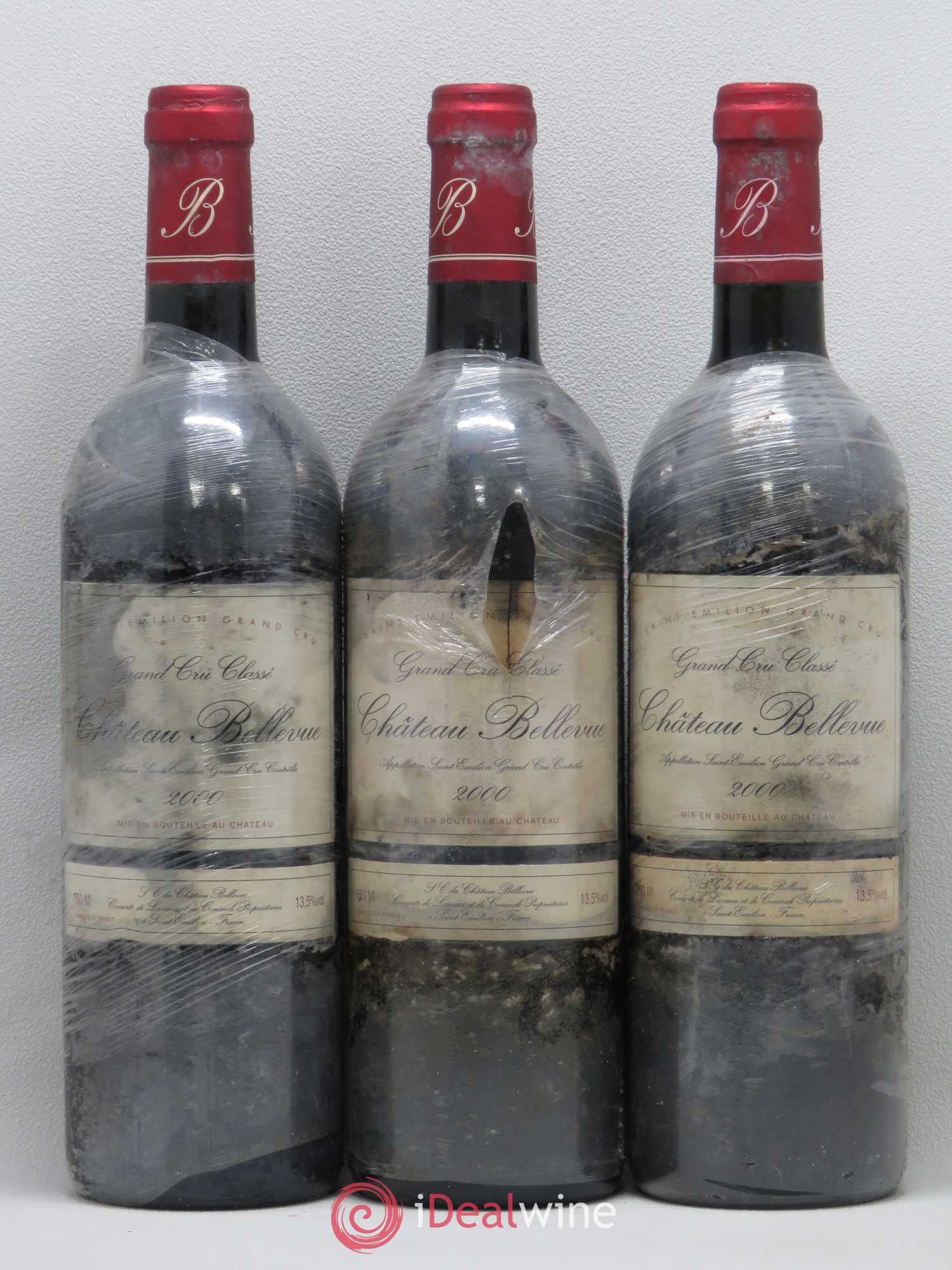 Château Bellevue Grand Cru Classé 2000 - Lot de 3 bouteilles - 0