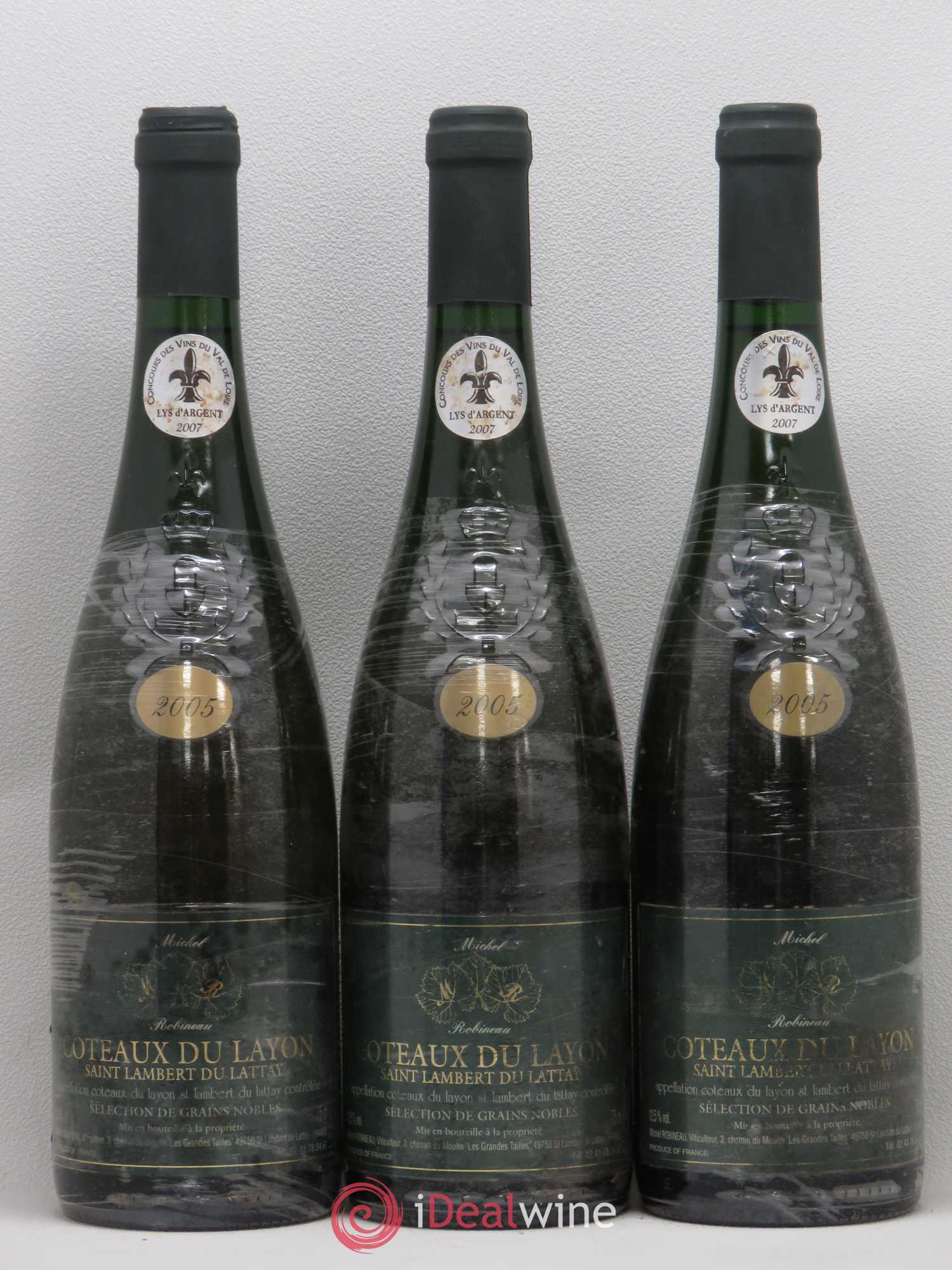 Coteaux du Layon Saint Lambert du Lattay Séléction de grains nobles M. Robineau 2005 - Lotto di 3 bottiglie - 0