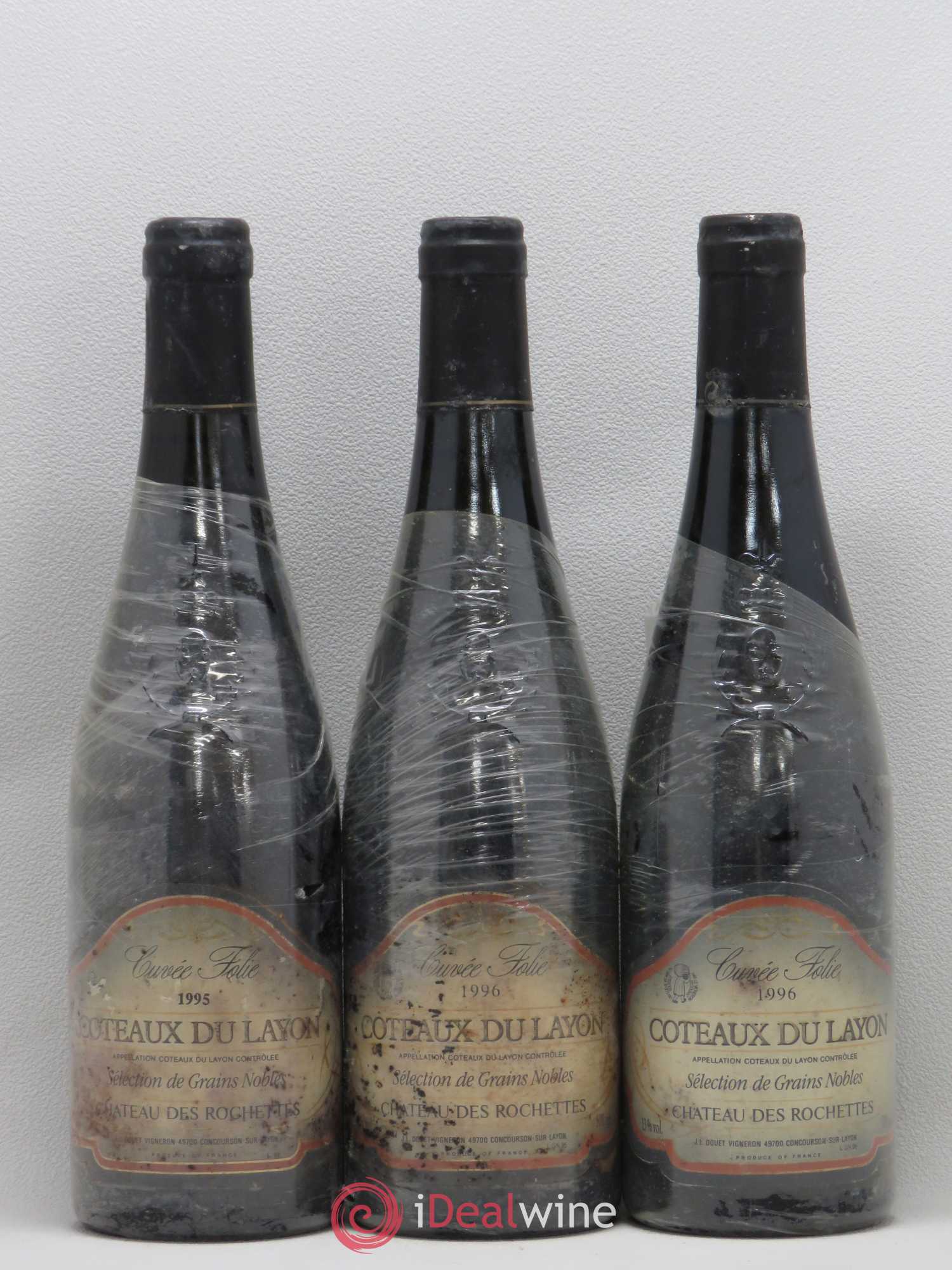 Coteaux du Layon Cuvée Folie Sélection de Grains Nobles Château des Rochettes 1995 - Lotto di 3 bottiglie - 0