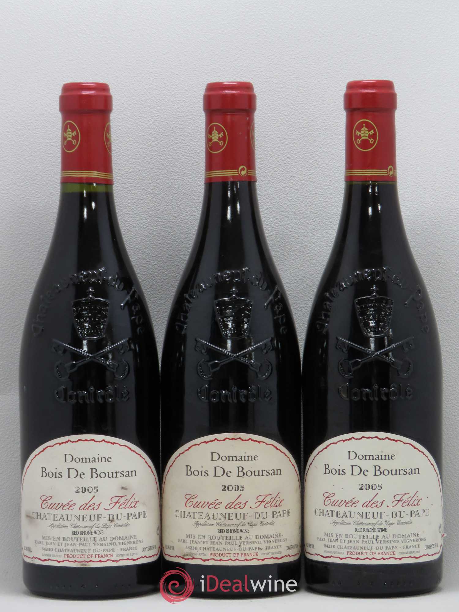 Châteauneuf-du-Pape Bois de Boursan (Domaine) Cuvée des Félix Jean et Jean-Paul Versino 2005 - Lot de 3 bouteilles - 0
