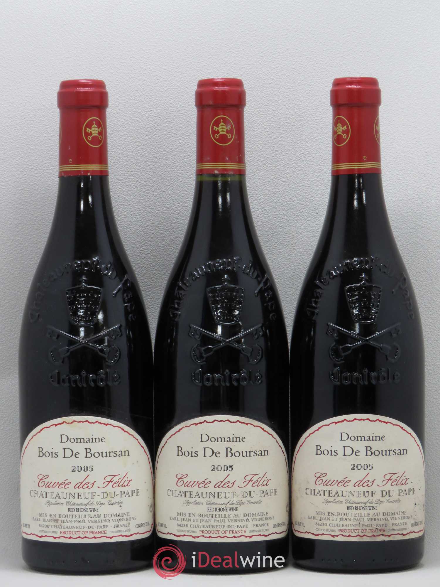 Châteauneuf-du-Pape Bois de Boursan (Domaine) Cuvée des Félix Jean et Jean-Paul Versino 2005 - Lot de 3 bouteilles - 0