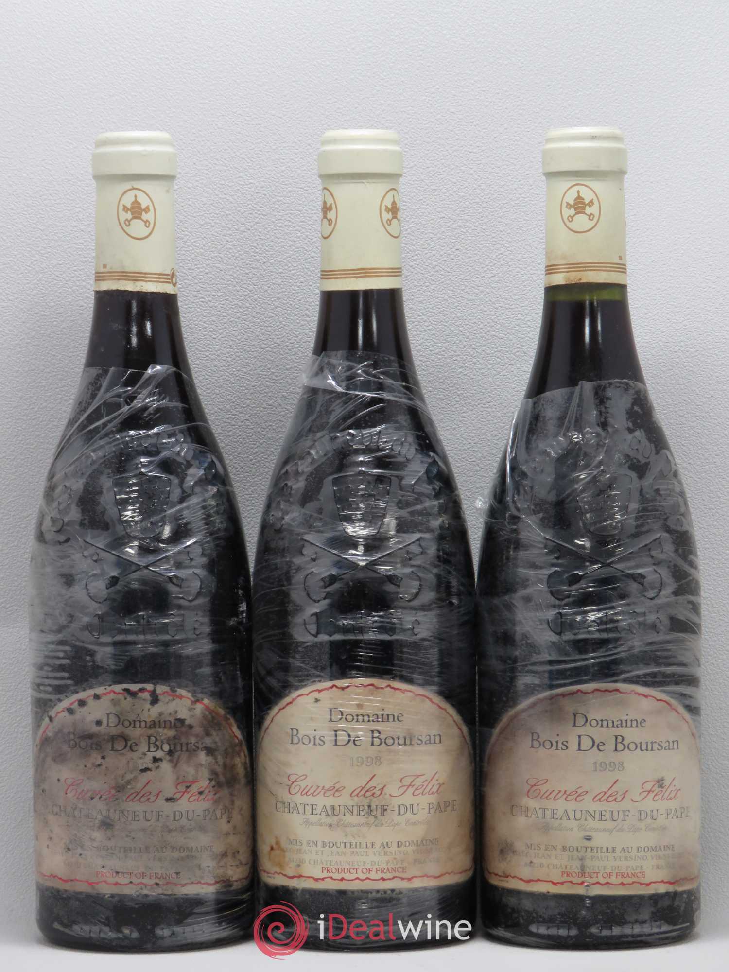 Châteauneuf-du-Pape Bois de Boursan (Domaine) Cuvée des Félix Jean et Jean-Paul Versino 1998 - Lot de 3 bouteilles - 0
