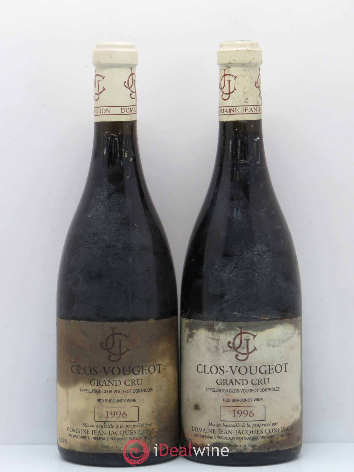 Clos de Vougeot Grand Cru Jean-Jacques Confuron 1996 - Lot de 2 bouteilles - 0