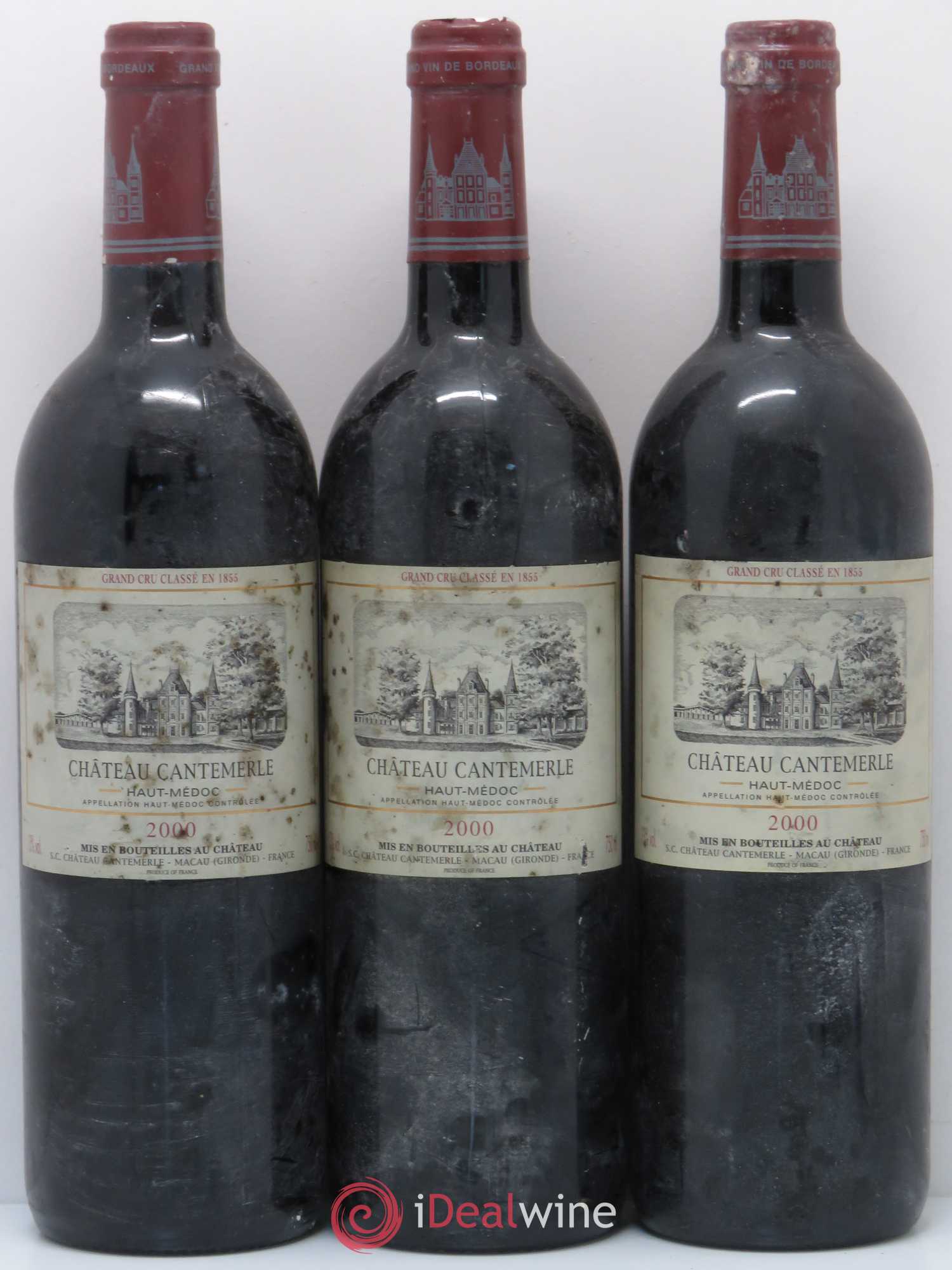 Château Cantemerle 5ème Grand Cru Classé 2000 - Lot de 3 bouteilles - 0