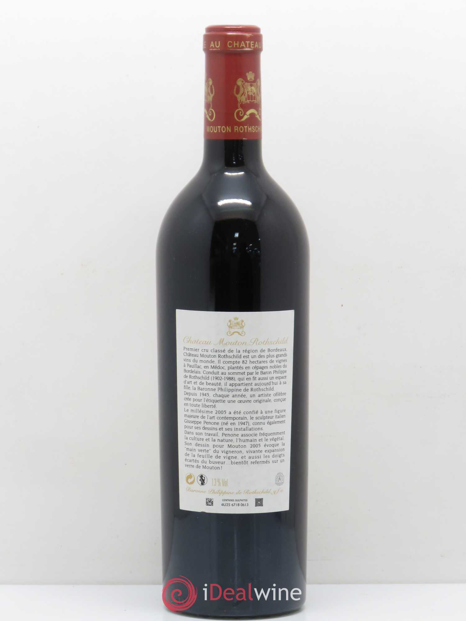 Château Mouton Rothschild 1er Grand Cru Classé 2005 - Lot de 1 bouteille - 1