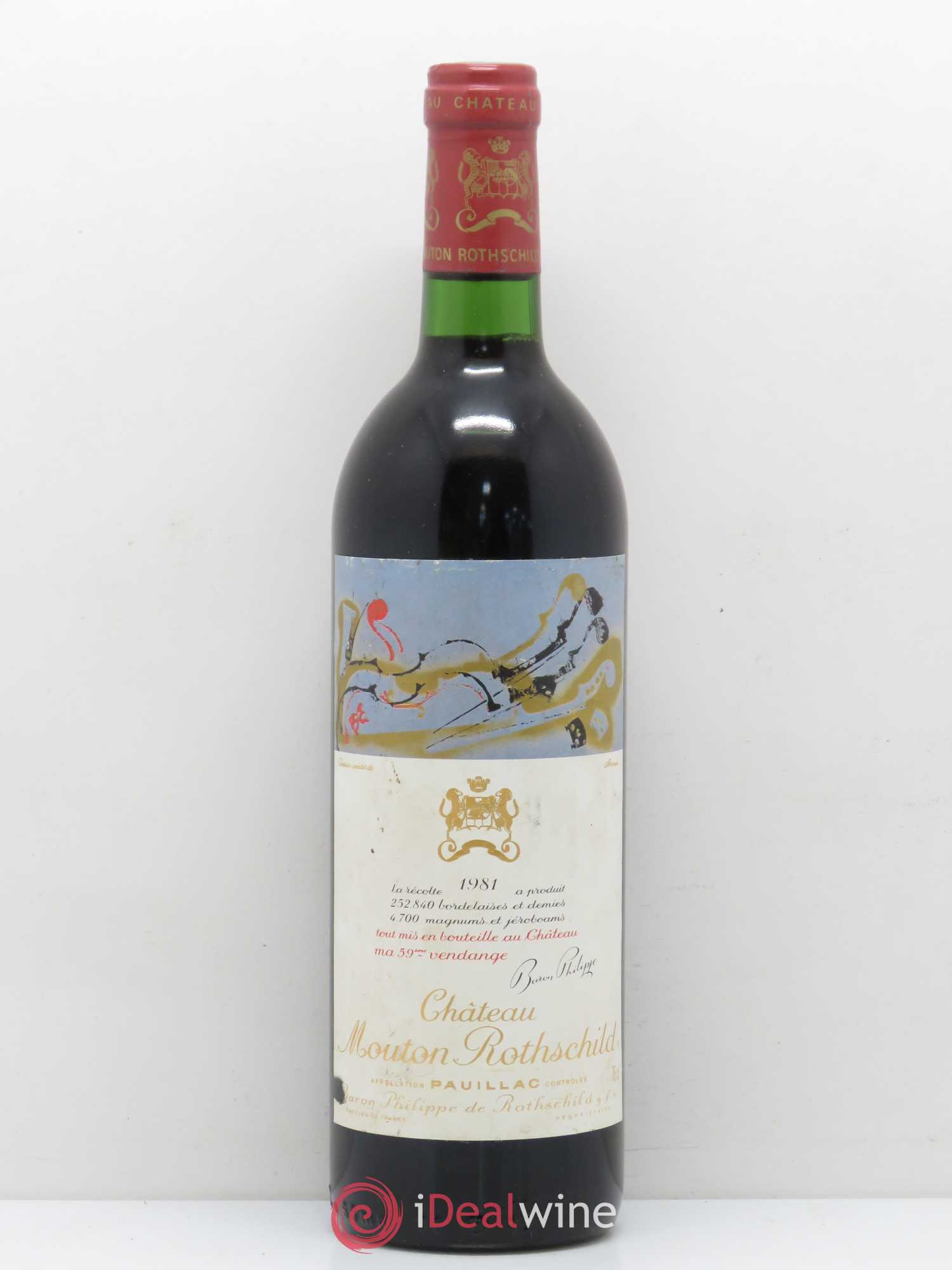 Château Mouton Rothschild 1er Grand Cru Classé 1981 - Lot de 1 bouteille - 0