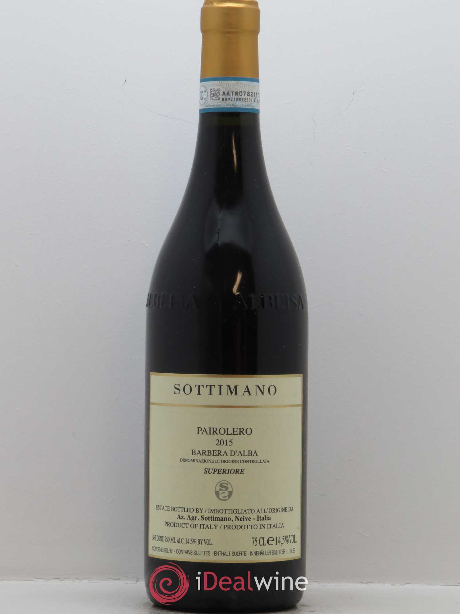 Barbera d'Alba Pairolero Sottimano 2015 - Lot de 1 bouteille - 0