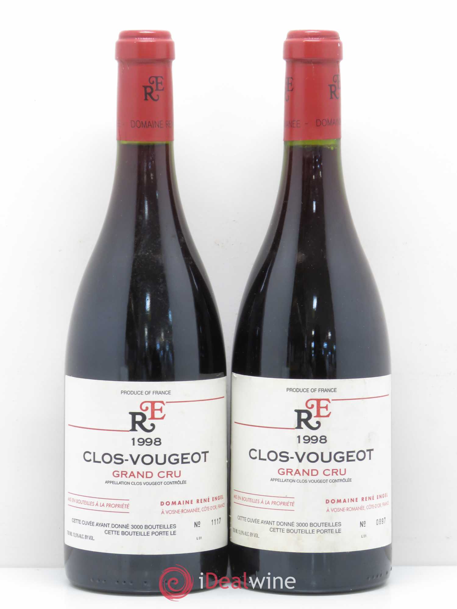Clos de Vougeot Grand Cru Domaine René Engel - Domaine Eugénie 1998 - Lot de 2 bouteilles - 0