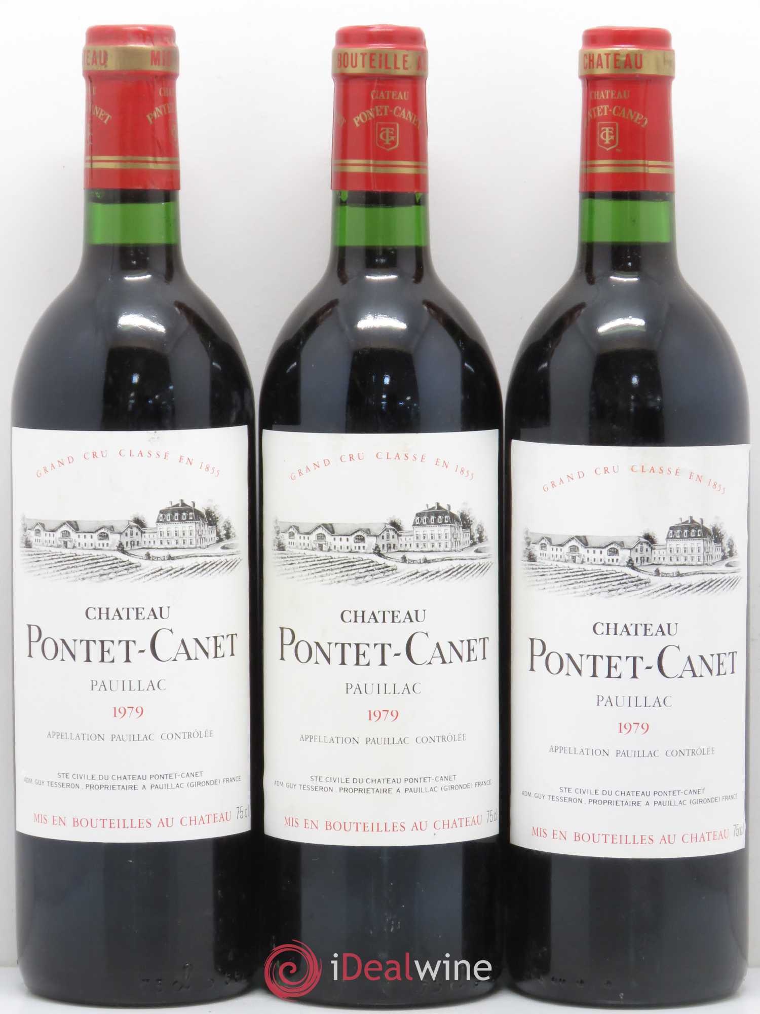 Château Pontet Canet 5ème Grand Cru Classé 1979 - Lot de 3 bouteilles - 0
